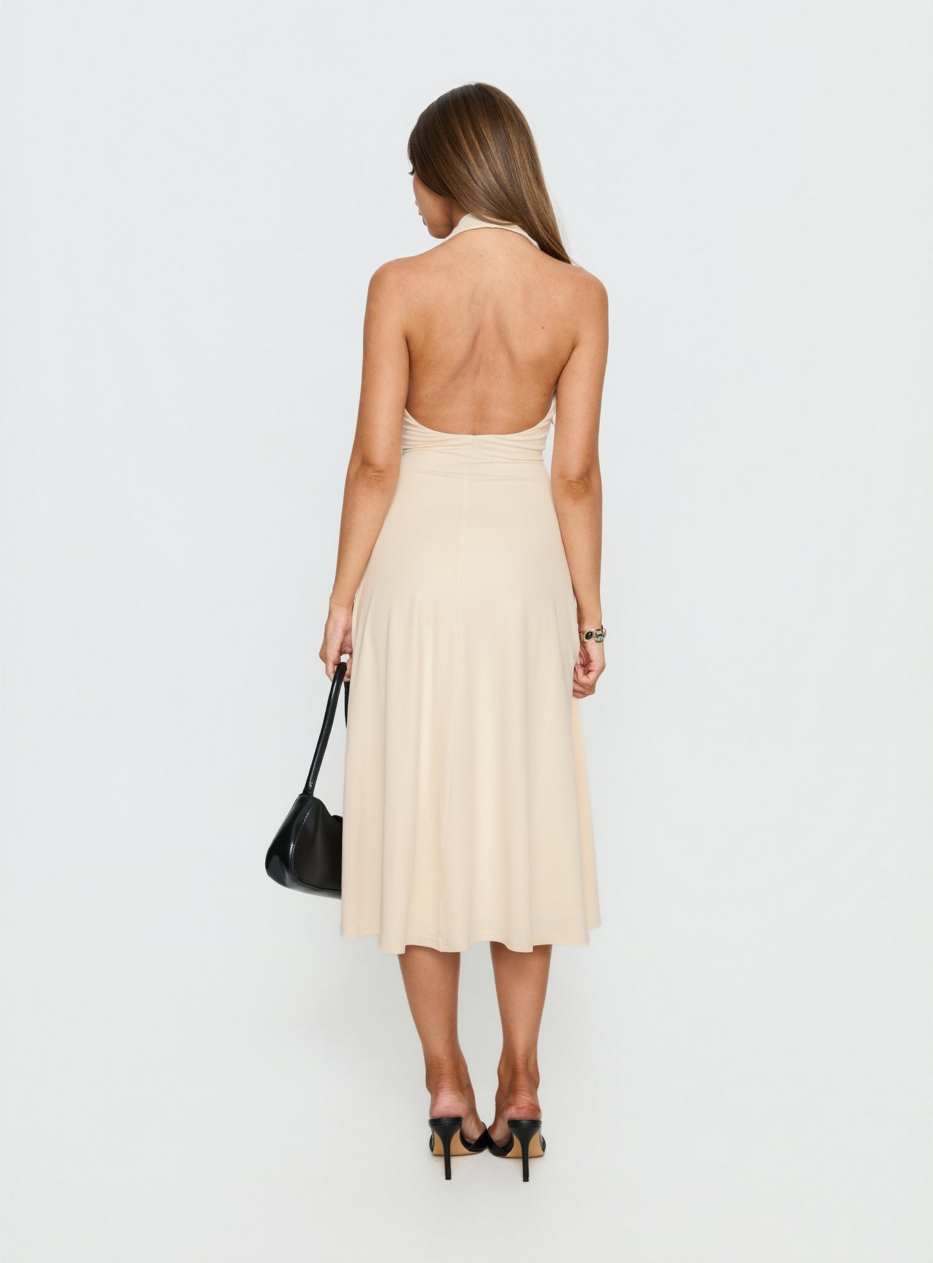 Morganne Halter Plunge Midi Dress Butter - Image 5