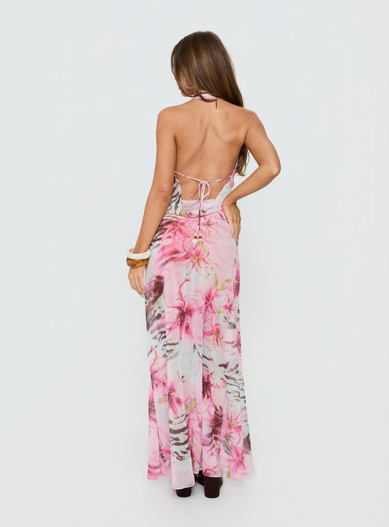 Karzi Chiffon Maxi Skirt Pink Floral - Image 5