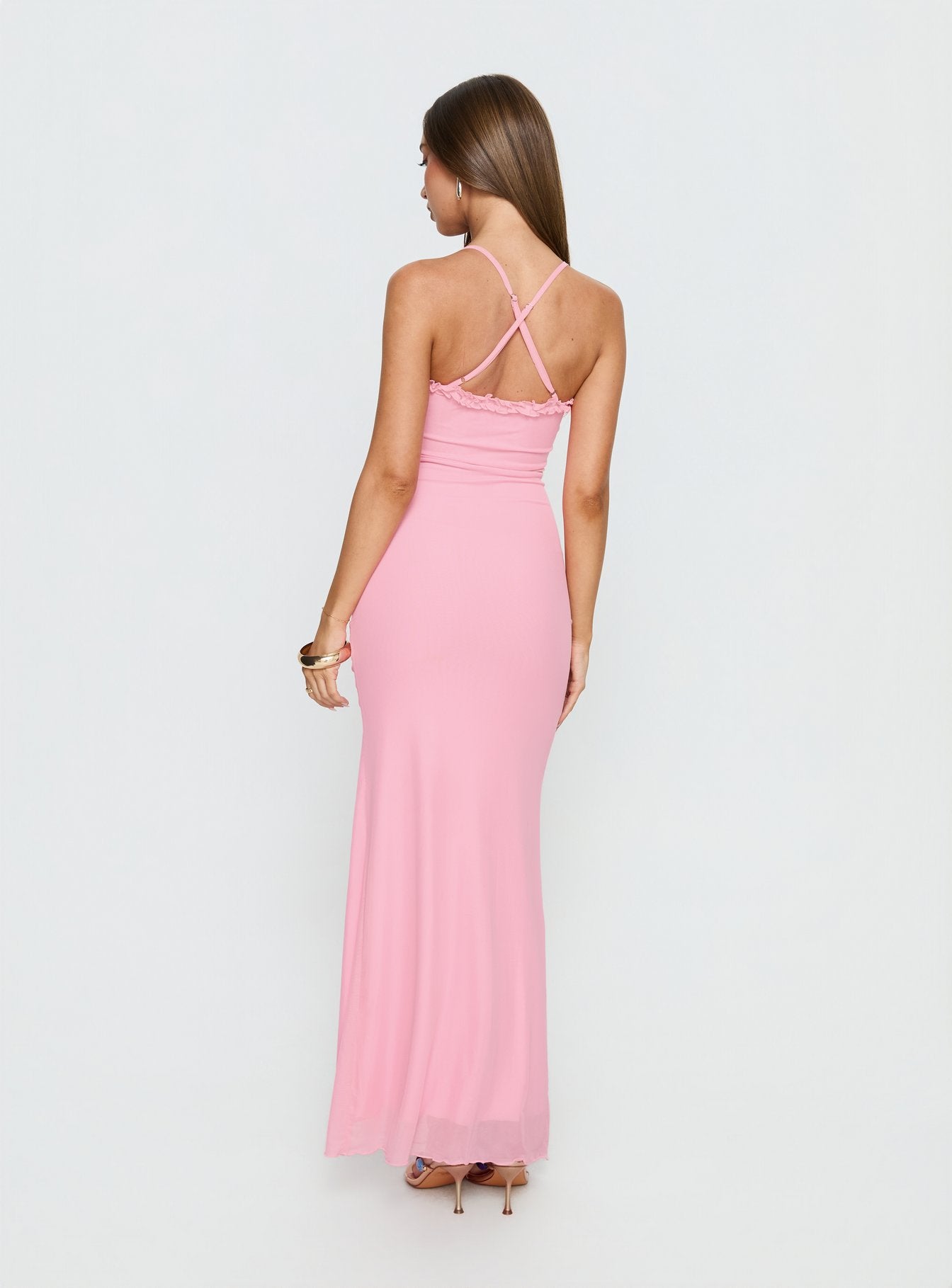 Soulina Ruched Maxi Dress Pink - Image 4