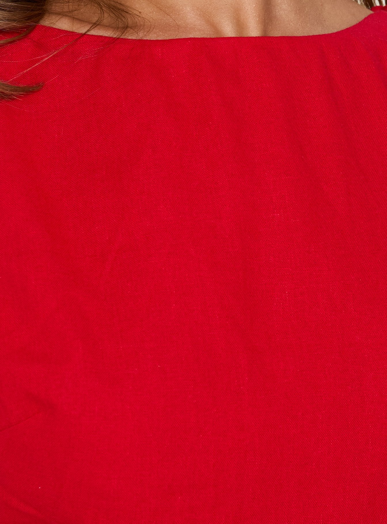 Veara Linen Low Back Tie Detail Playsuit Red - Image 5