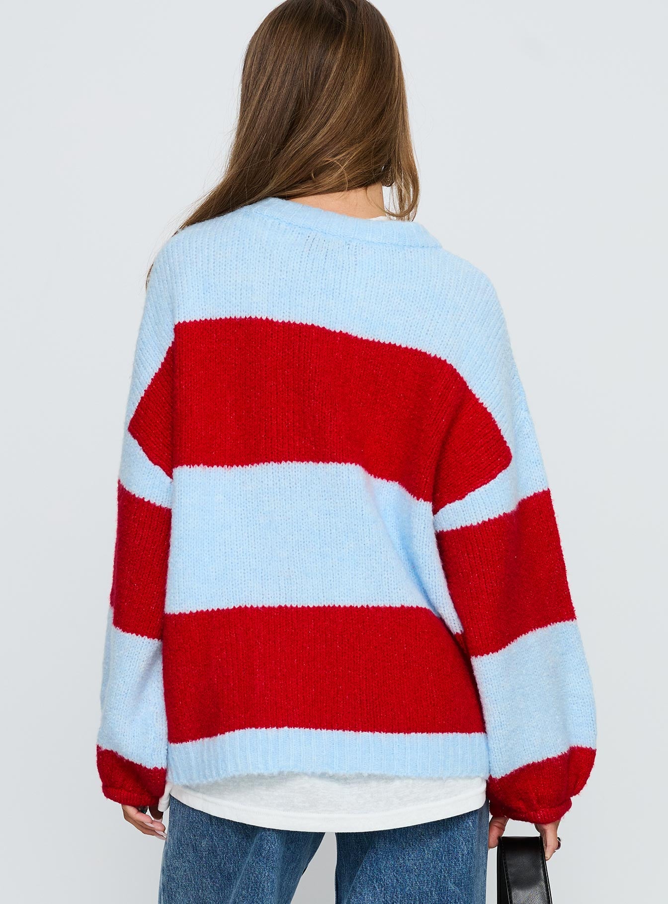 Bastien Crew Neck Knit Sweater Blue / Red - Image 5