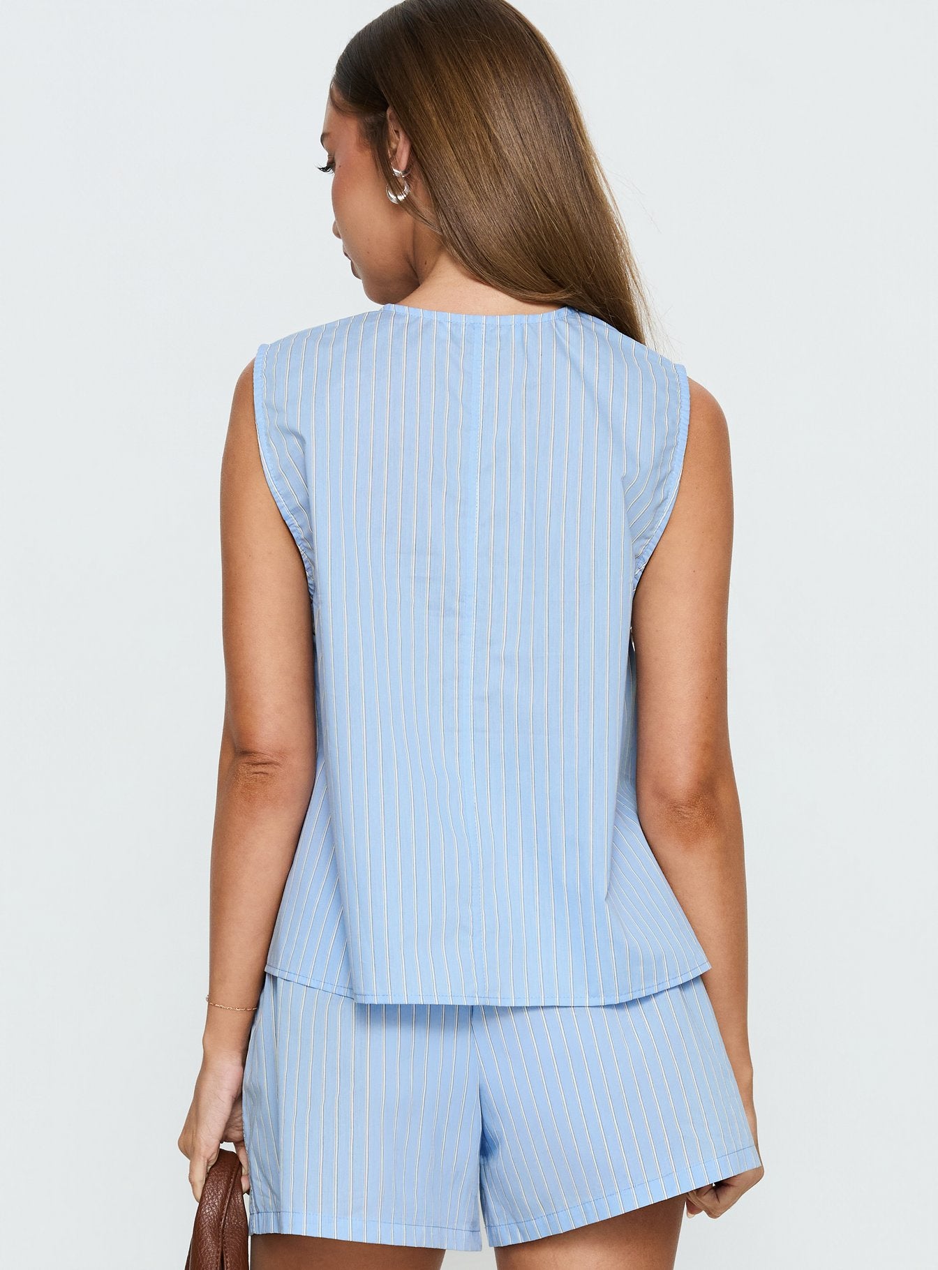 Carambola Ruched Sleeveless Top Blue - Image 4