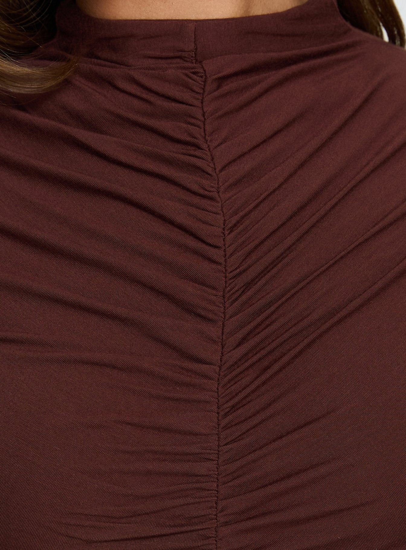 Arika Ruched Mini Dress Dark Brown - Image 5