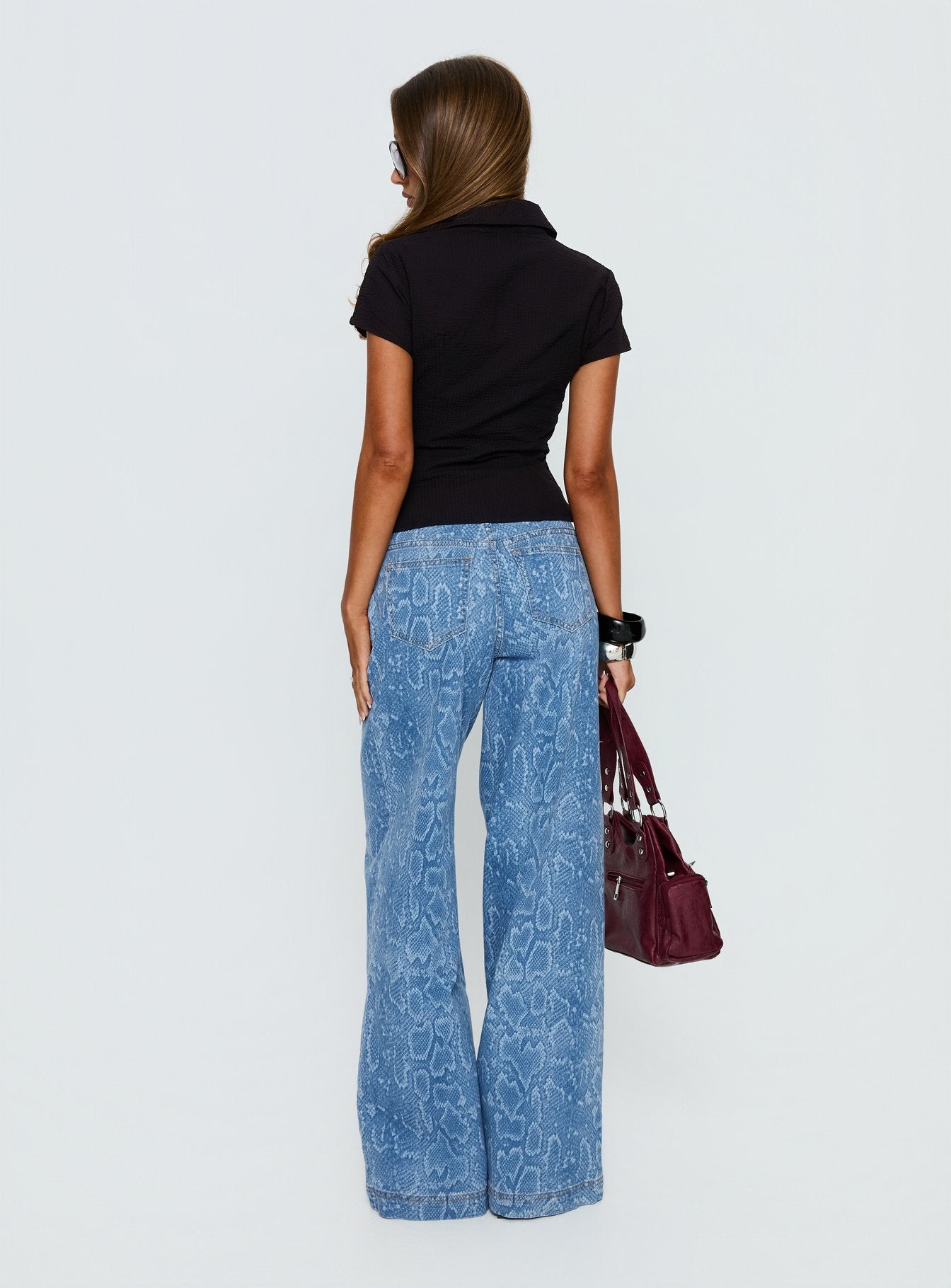 Spoken Truth Mid Rise Straight Leg Jeans Snake Blue Wash - Image 5