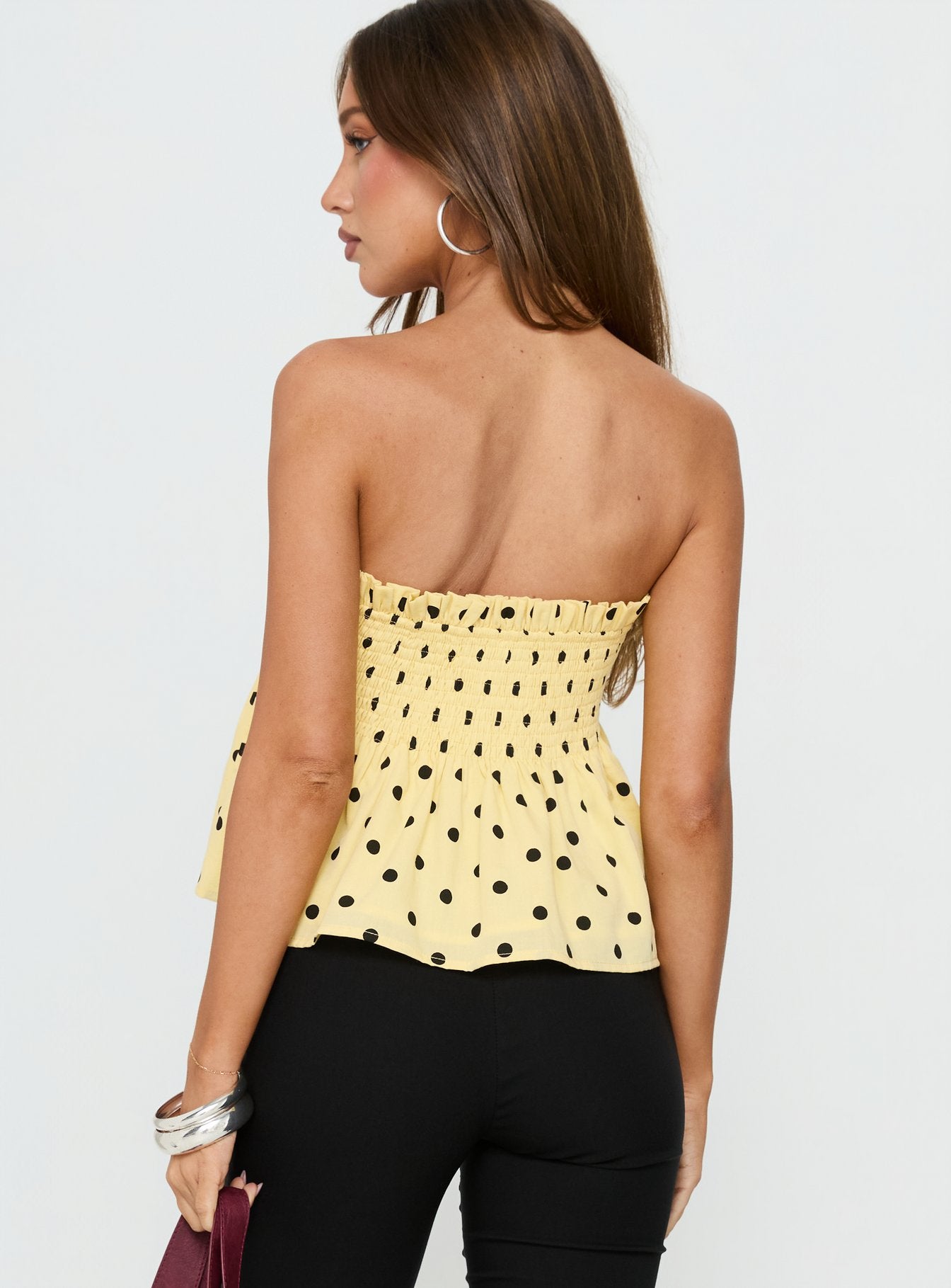 Peachy Keen Frill Cami Top Yellow Polka Dot - Image 5