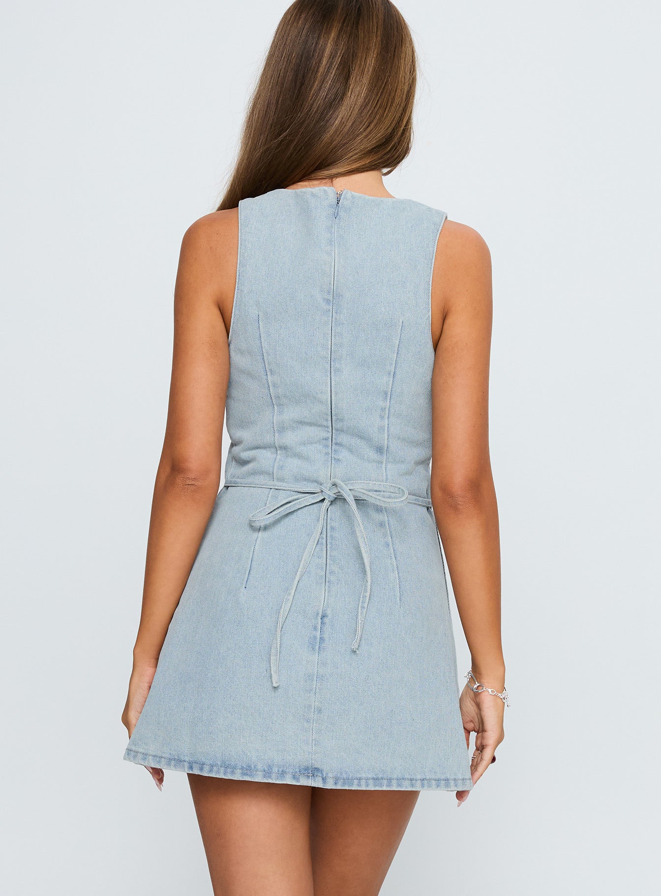 Ainsleigh Shift Denim Playsuit Light Wash - Image 5