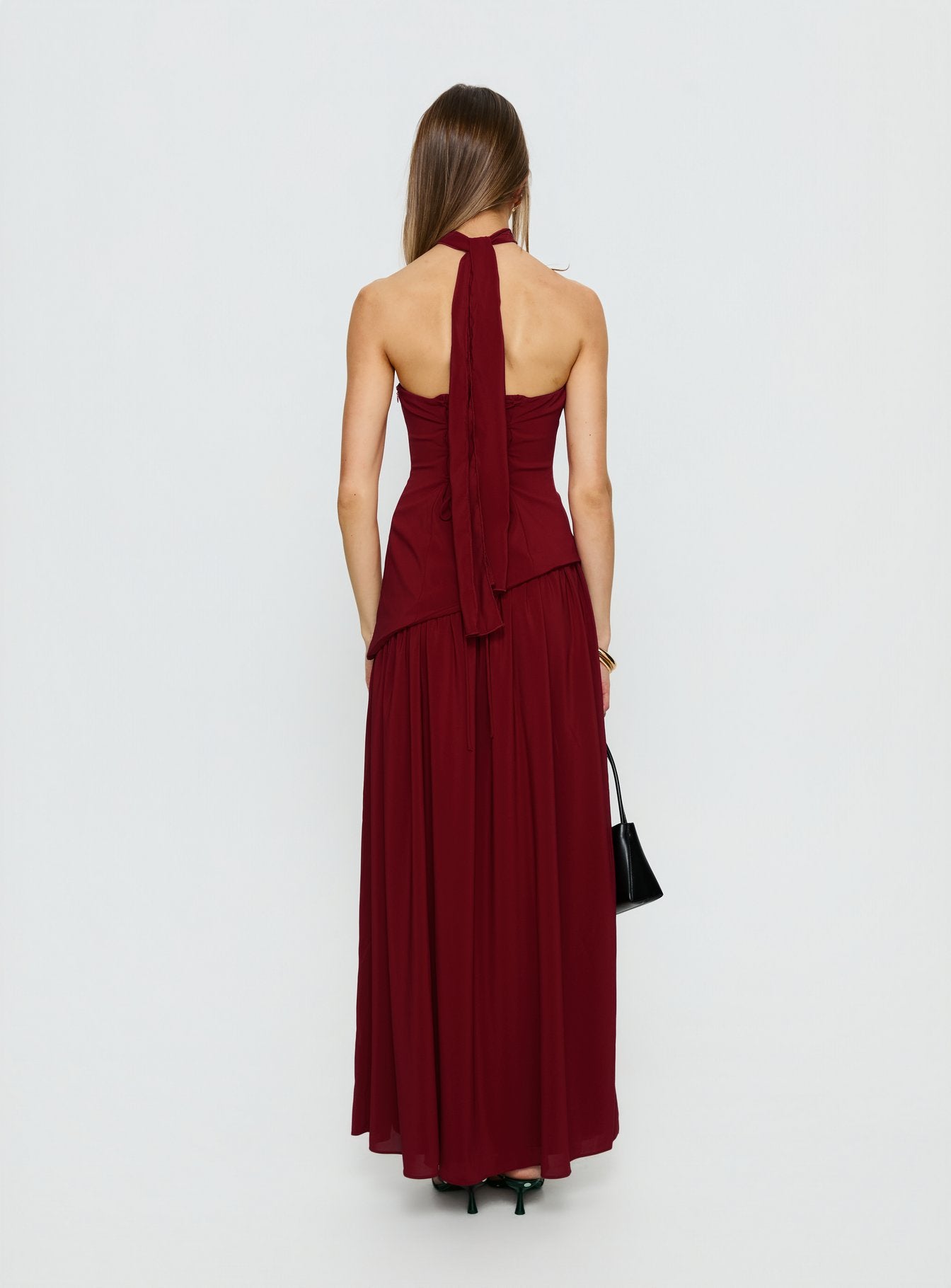 Odela Strapless Drop Waist Maxi Dress Cherry - Image 5