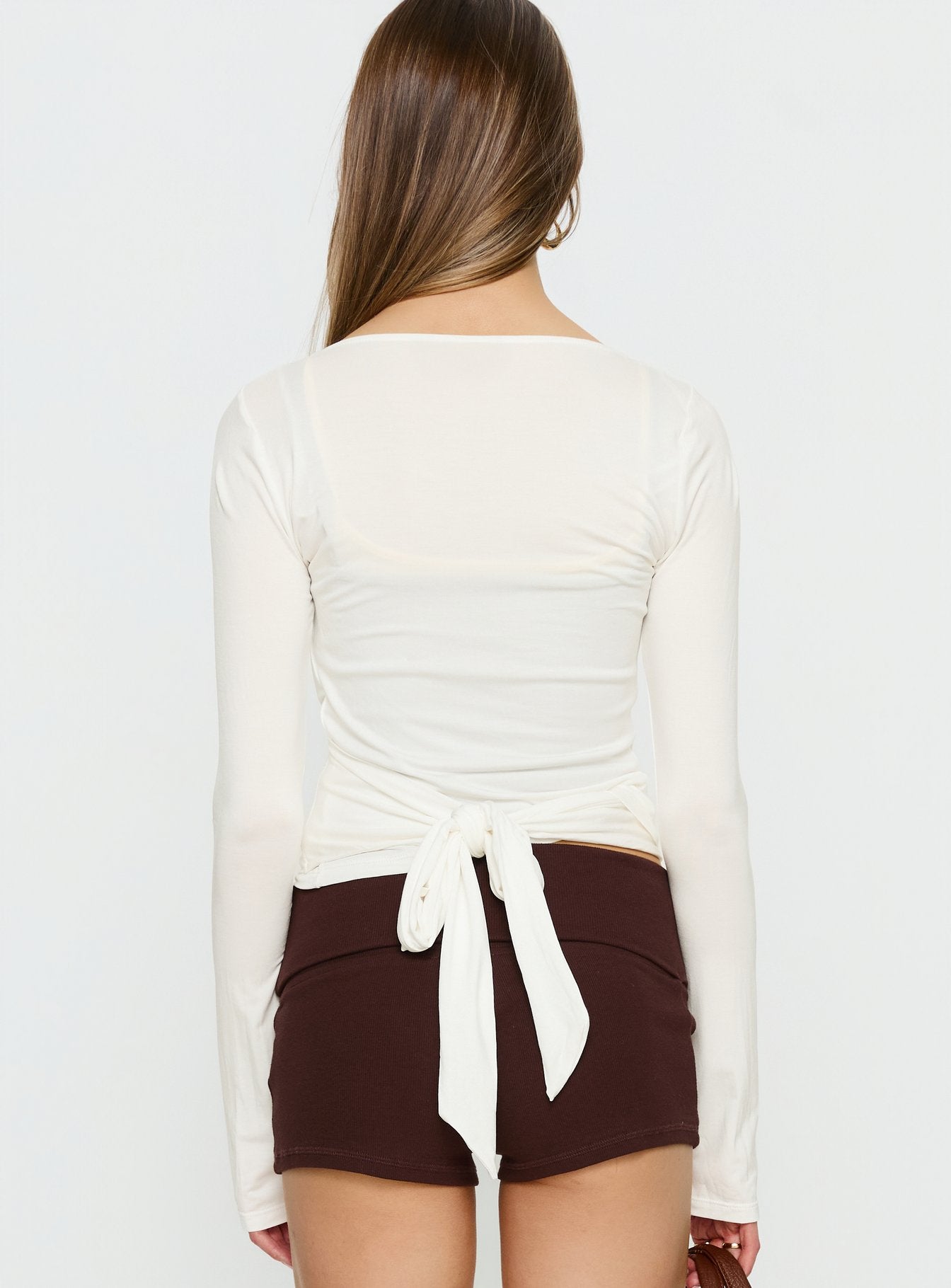 Sylka Long Sleeve Jersey Wrap Top White - Image 5