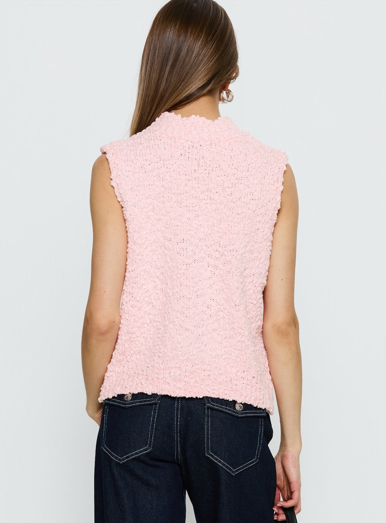 Lanette High Neck Sleeveless Top Soft Pink - Image 4