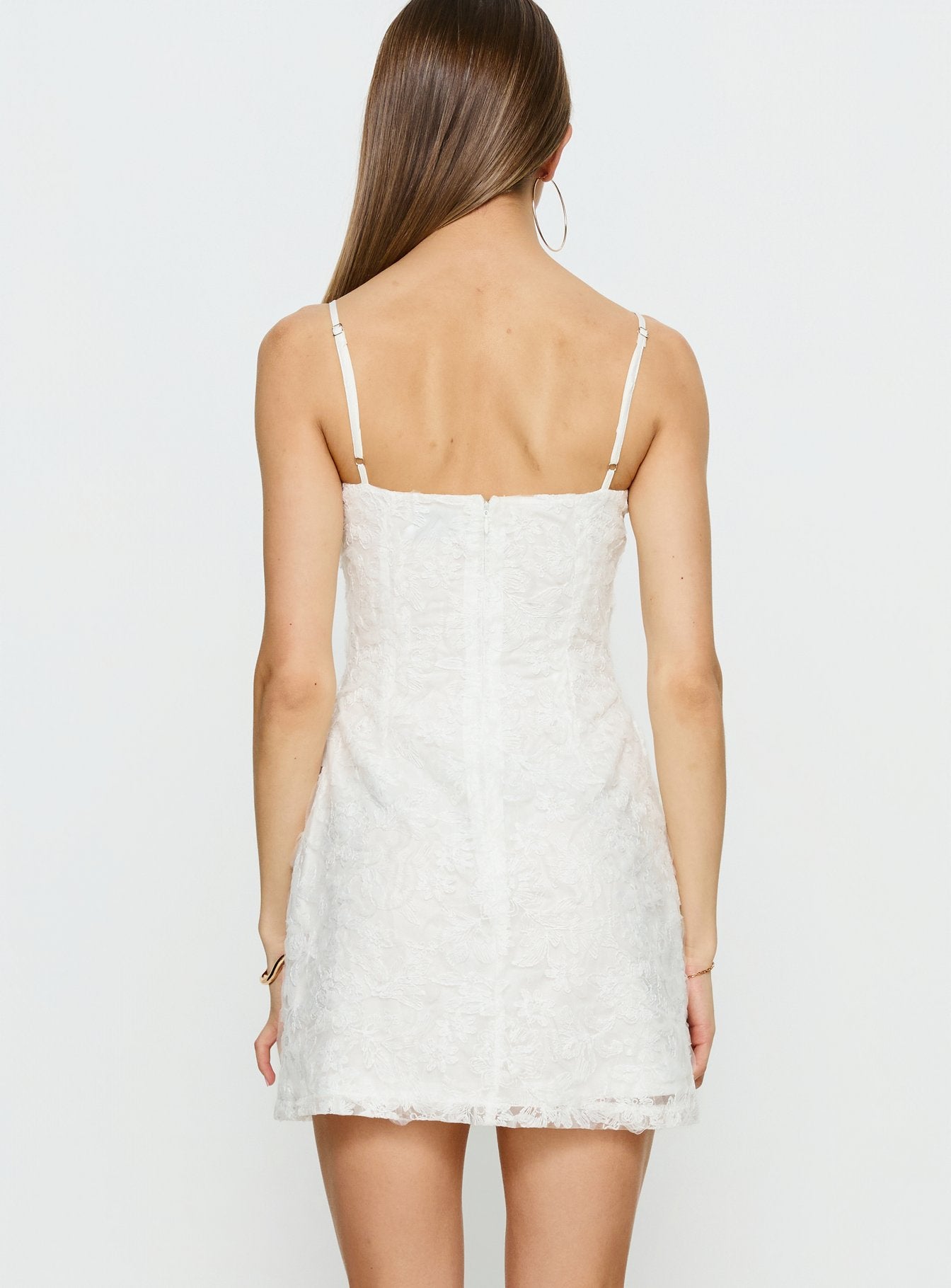 Alyra Embroidered Mini Dress White - Image 5
