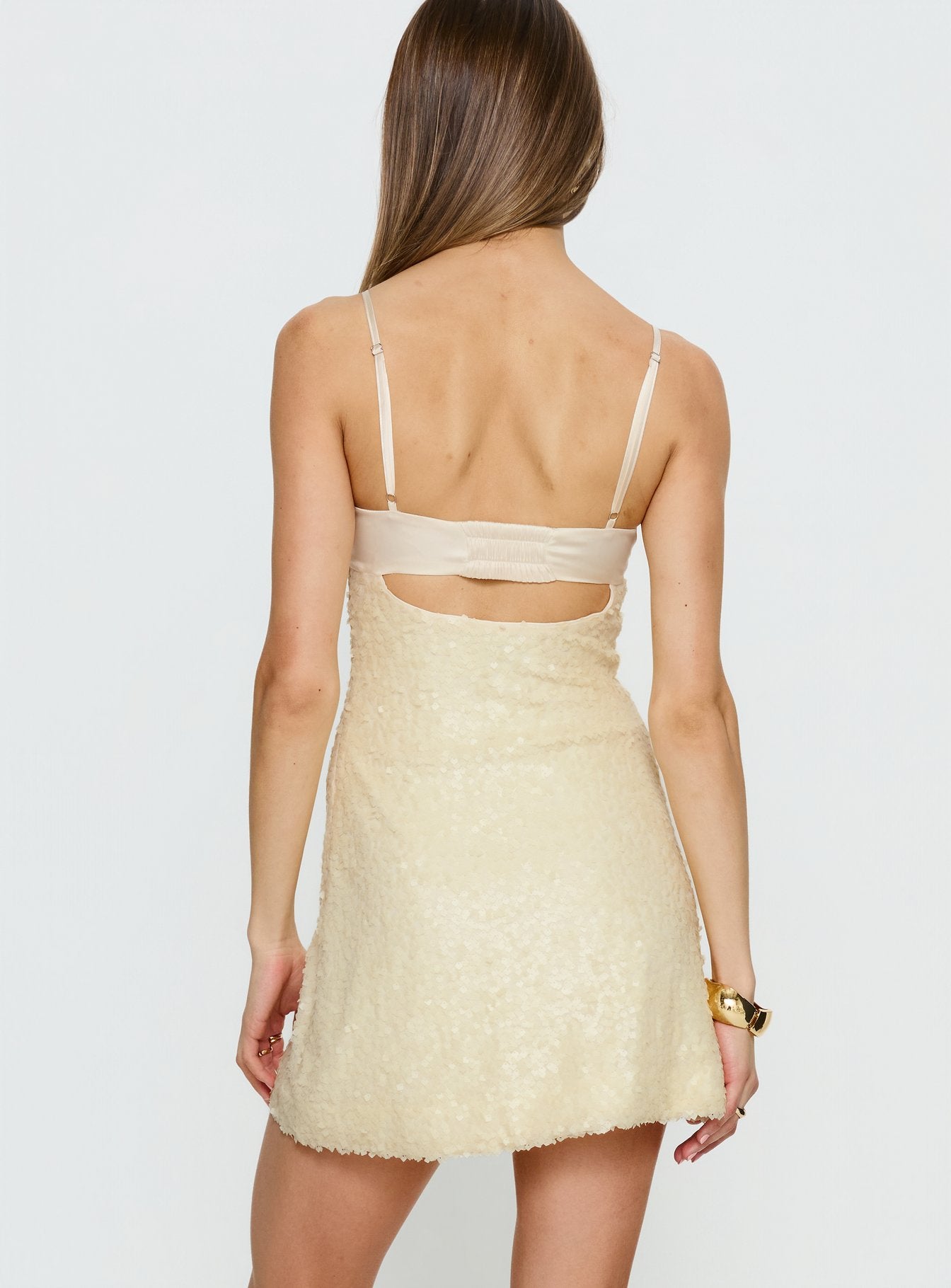 Alishia Satin Sequin Corset Mini Dress Butter - Image 5