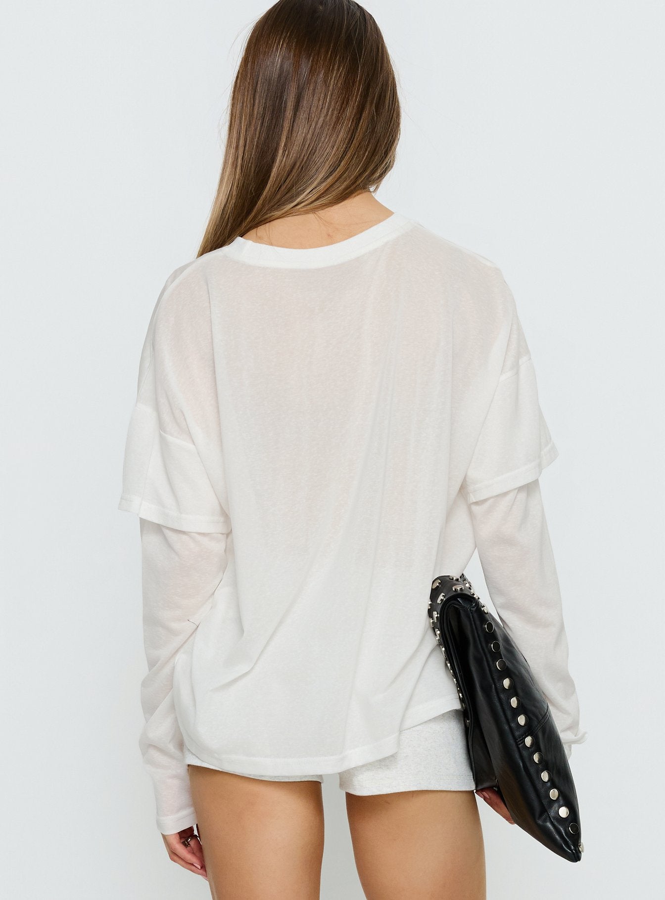 Settle Down Layered Long Sleeve Top White - Image 5