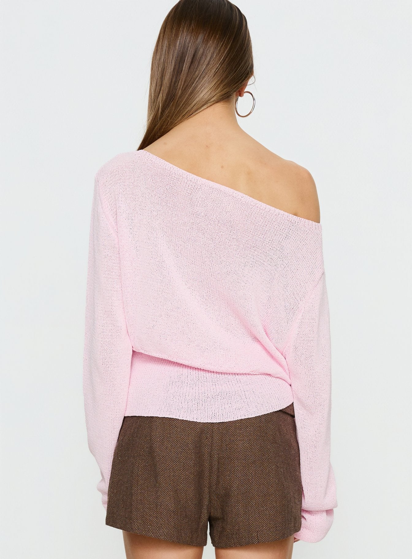 Xaria Off Shoulder Knit Sweater Pink - Image 5