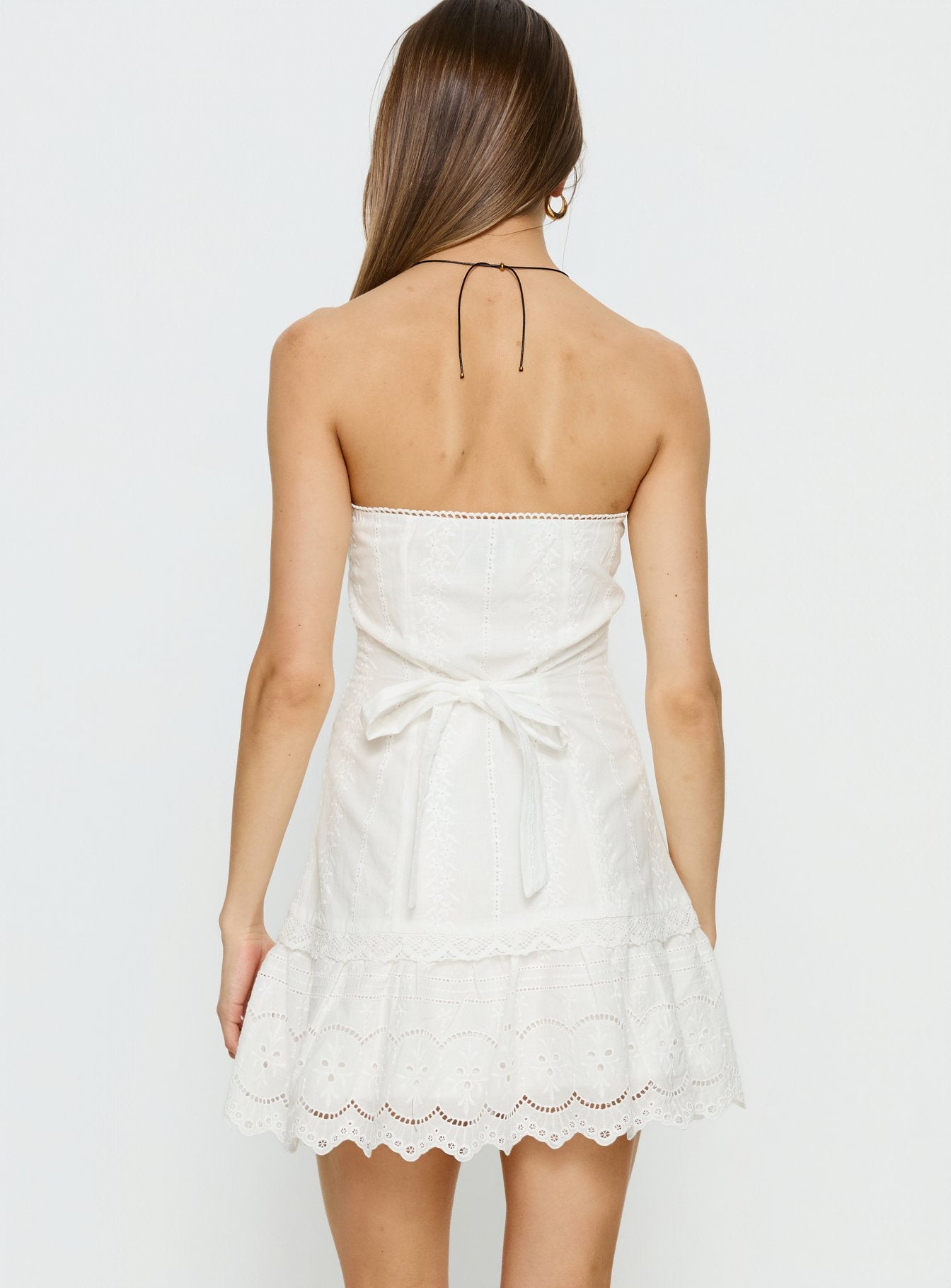 Analiese Strapless Anglaise Mini Dress White - Image 5