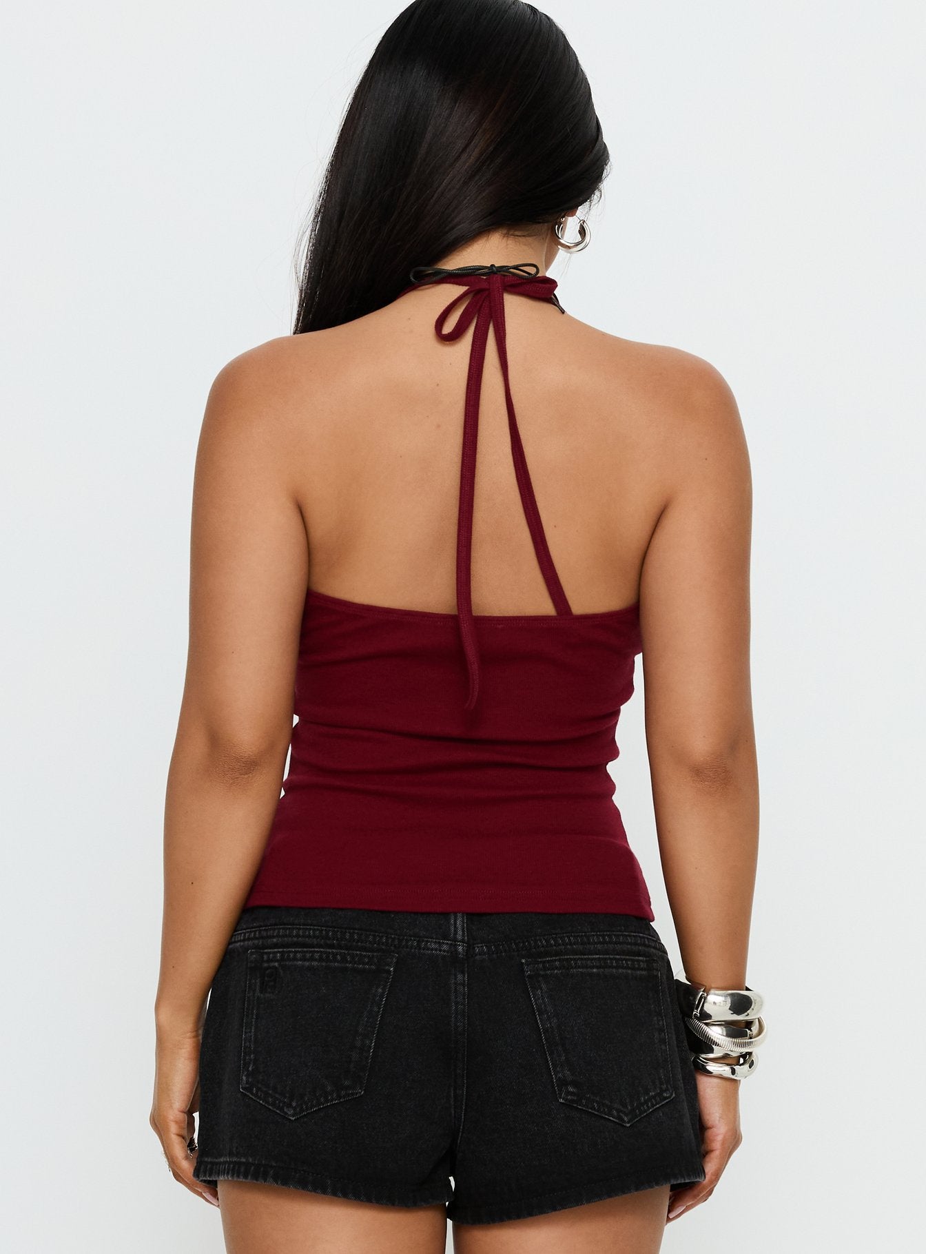 Sentiment V Neck Cami Top Burgundy - Image 5