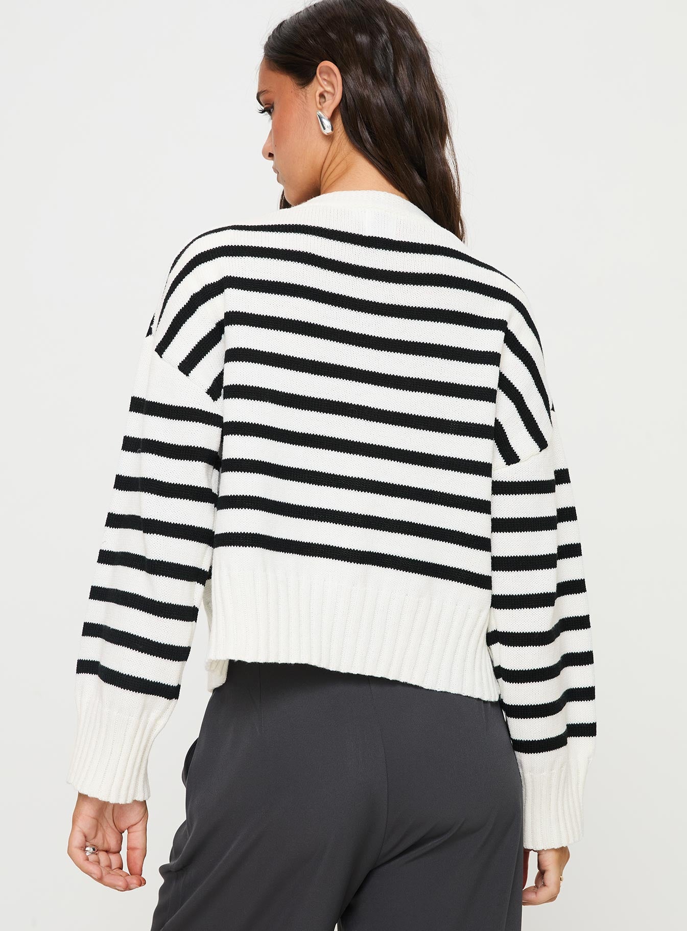 Karlson Striped Cardigan Cream / Black - Image 5