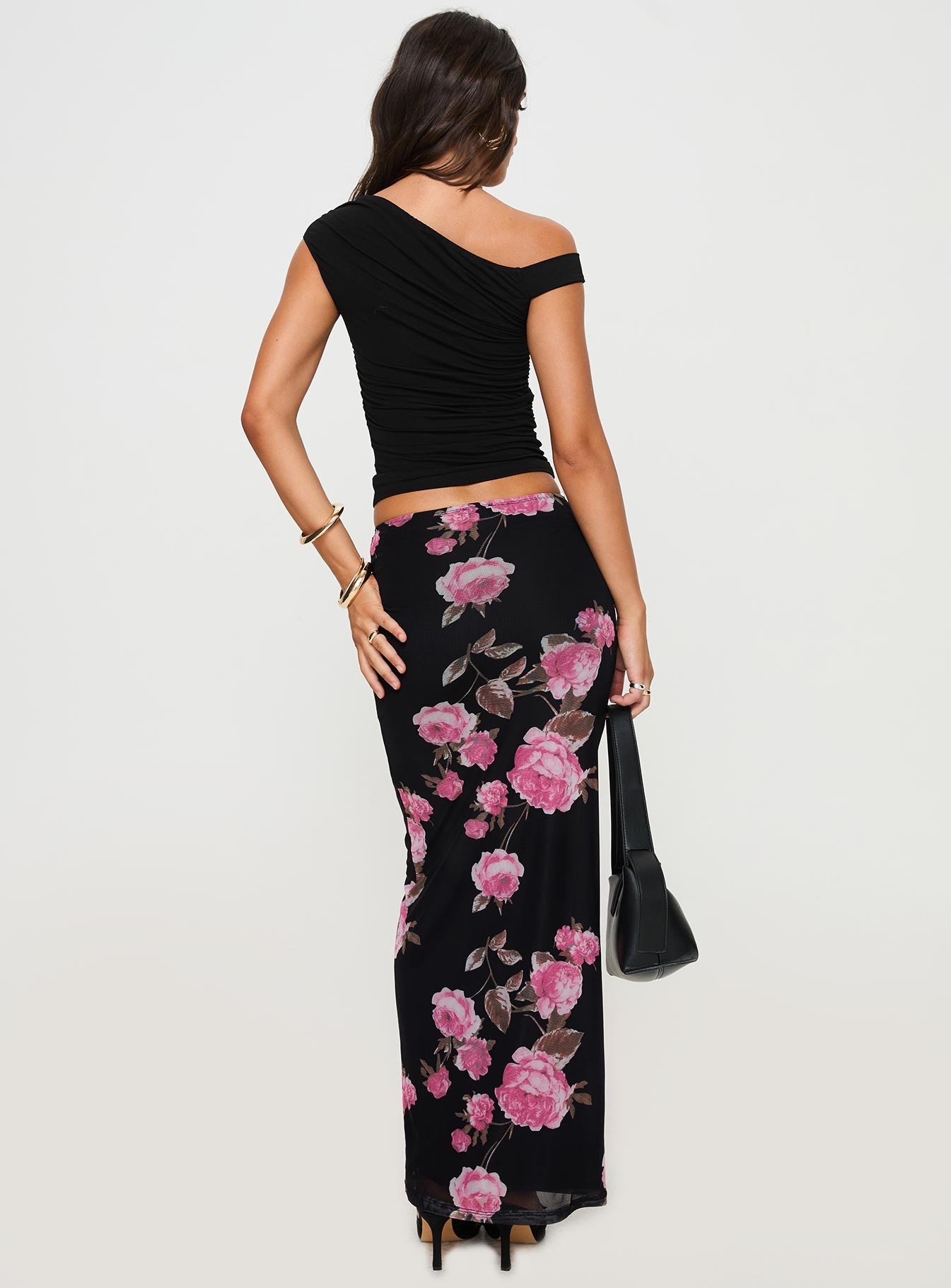 Modalla Maxi Skirt Black Floral - Image 5