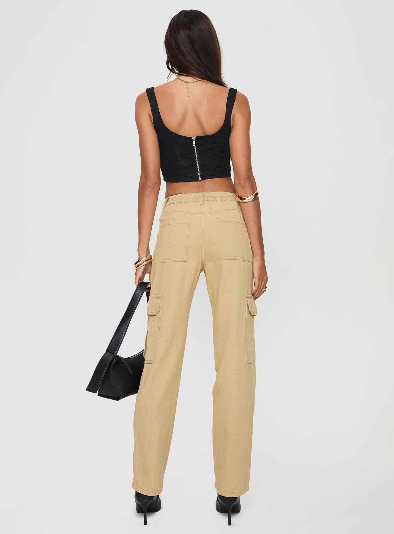 Nickei Utility Cargo Pants Beige - Image 4