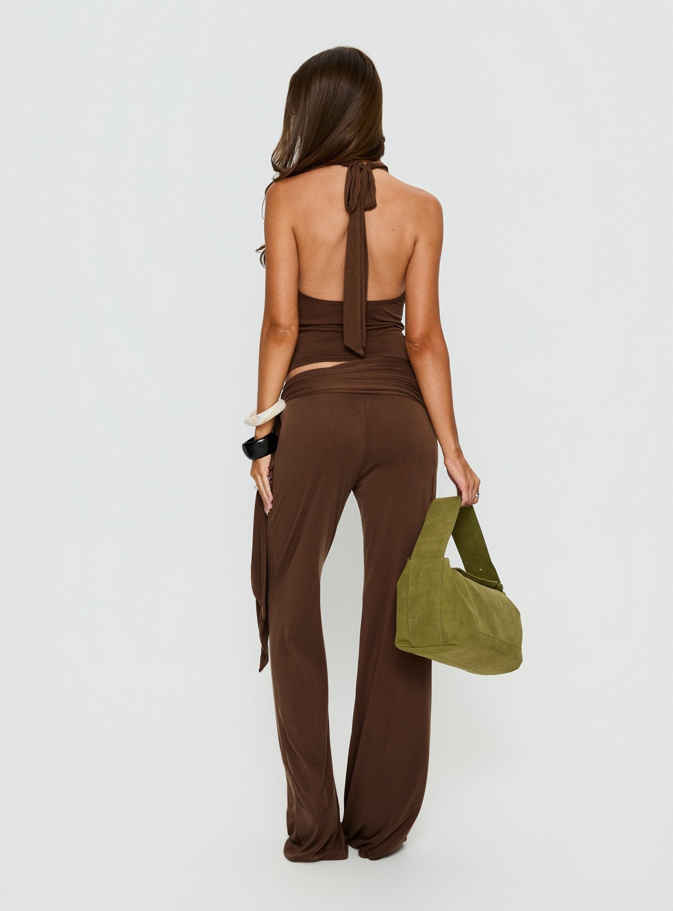 Katiana Wrap Jersey Pants Brown - Image 5