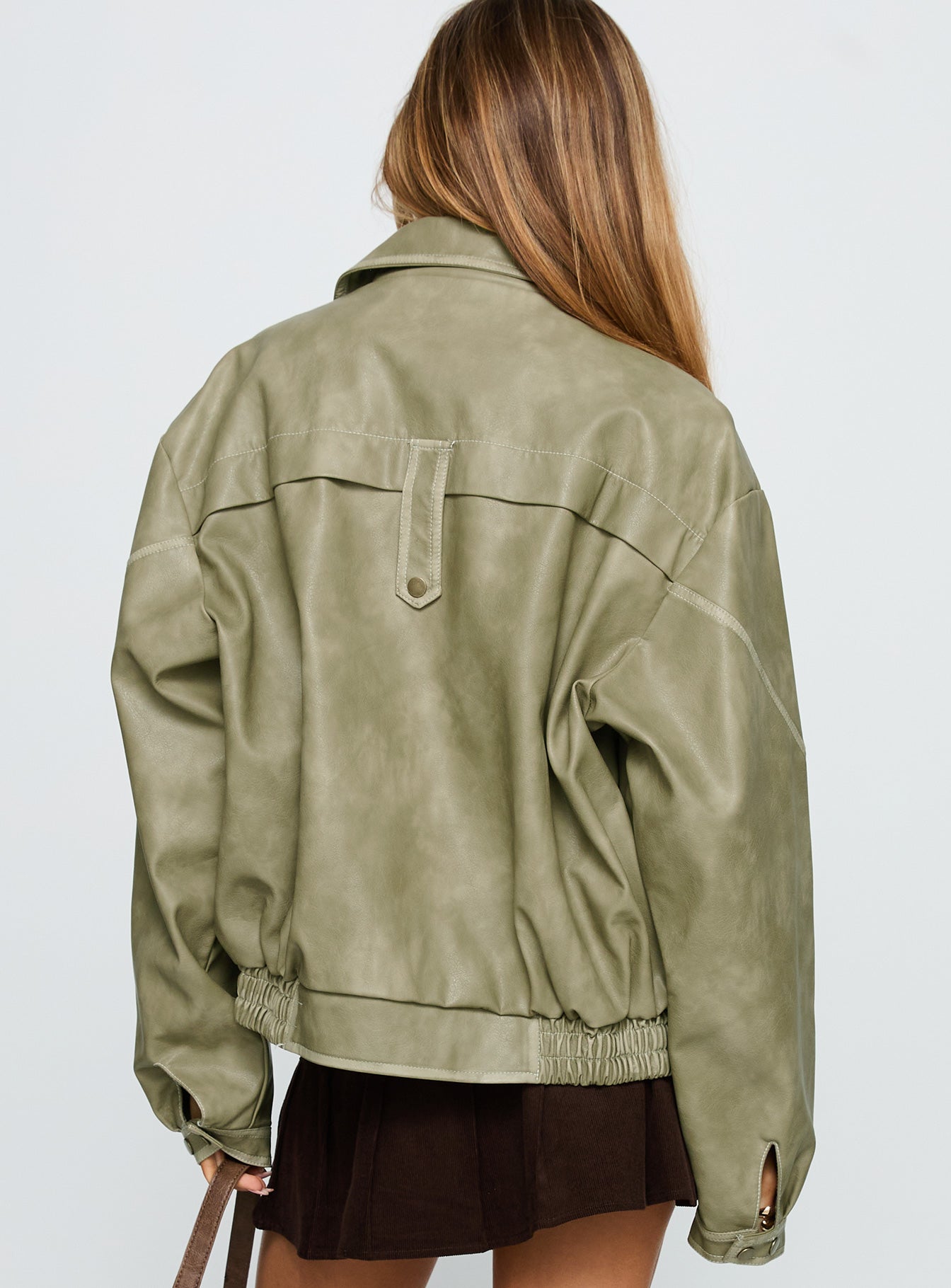 Jaxton Faux Leather Jacket Taupe - Image 5