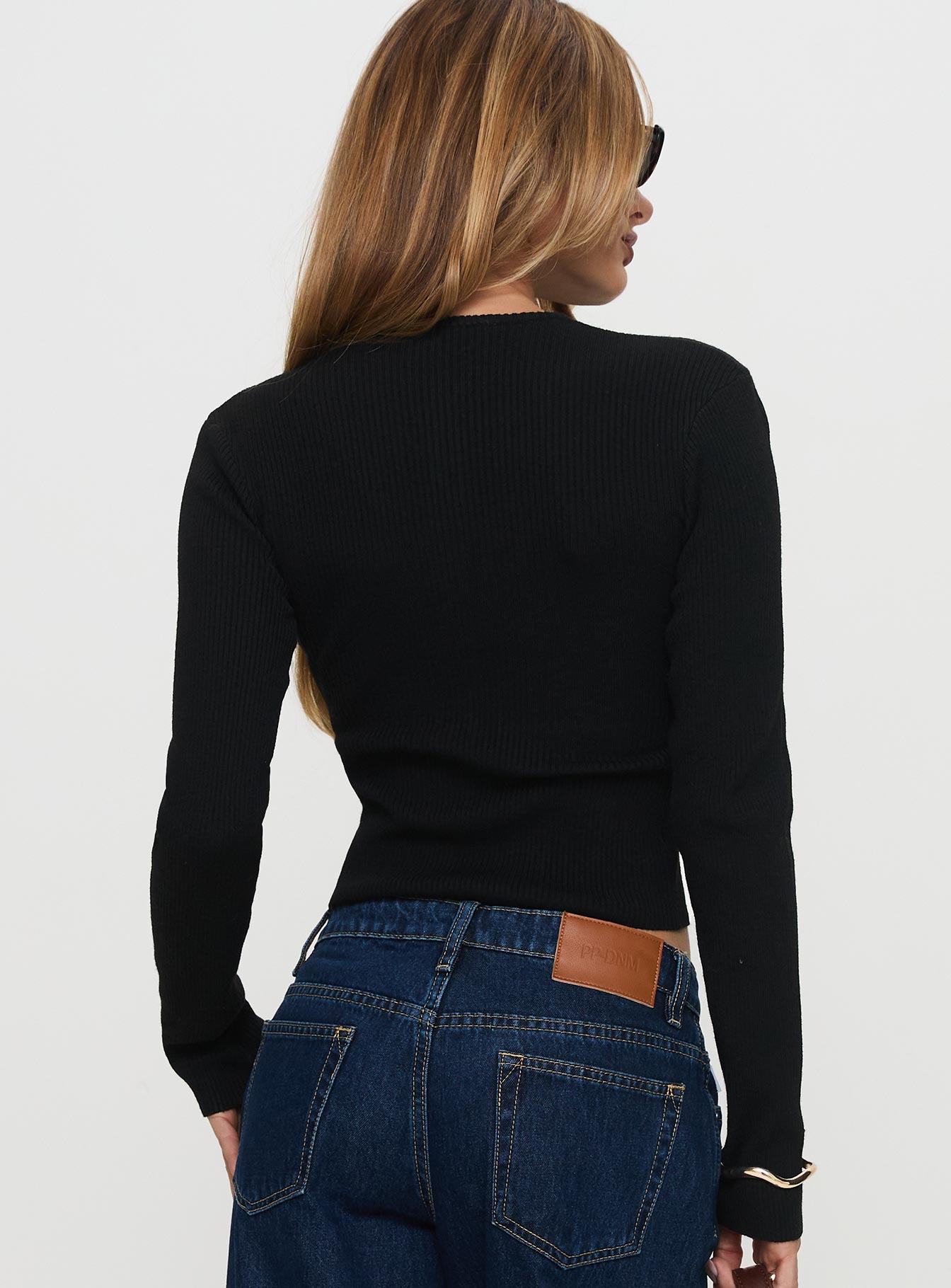 Suzu Long Sleeve Knit Top Black - Image 5