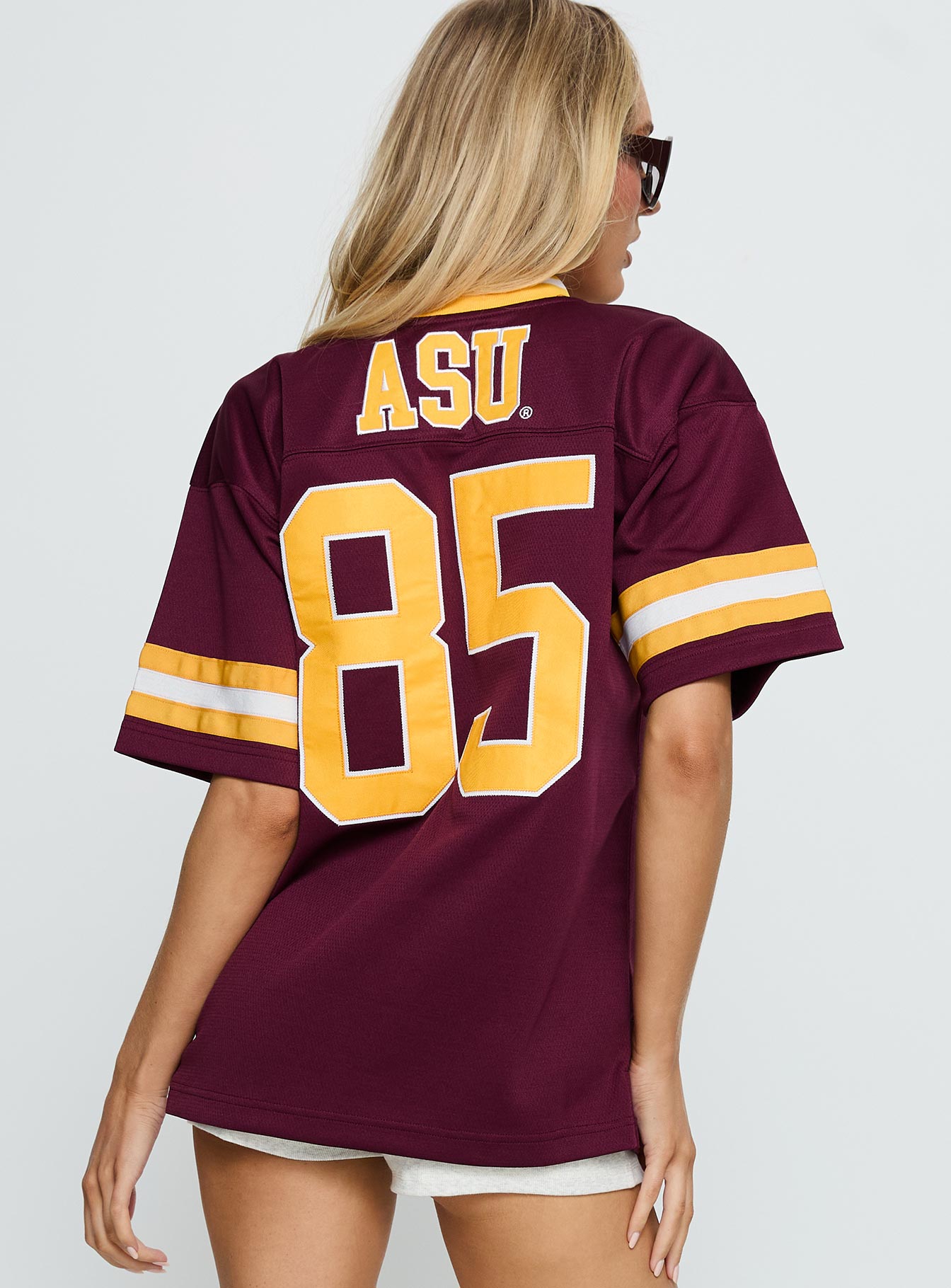 ASU Football Button Down Jersey Maroon - Image 5