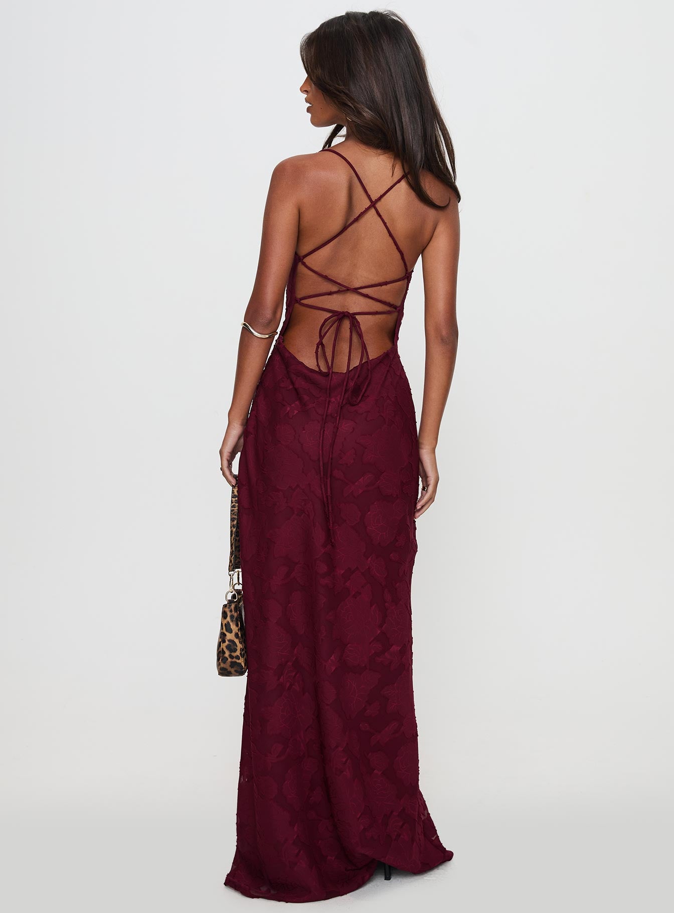 Celena Maxi Dress Burgundy Burnout - Image 5
