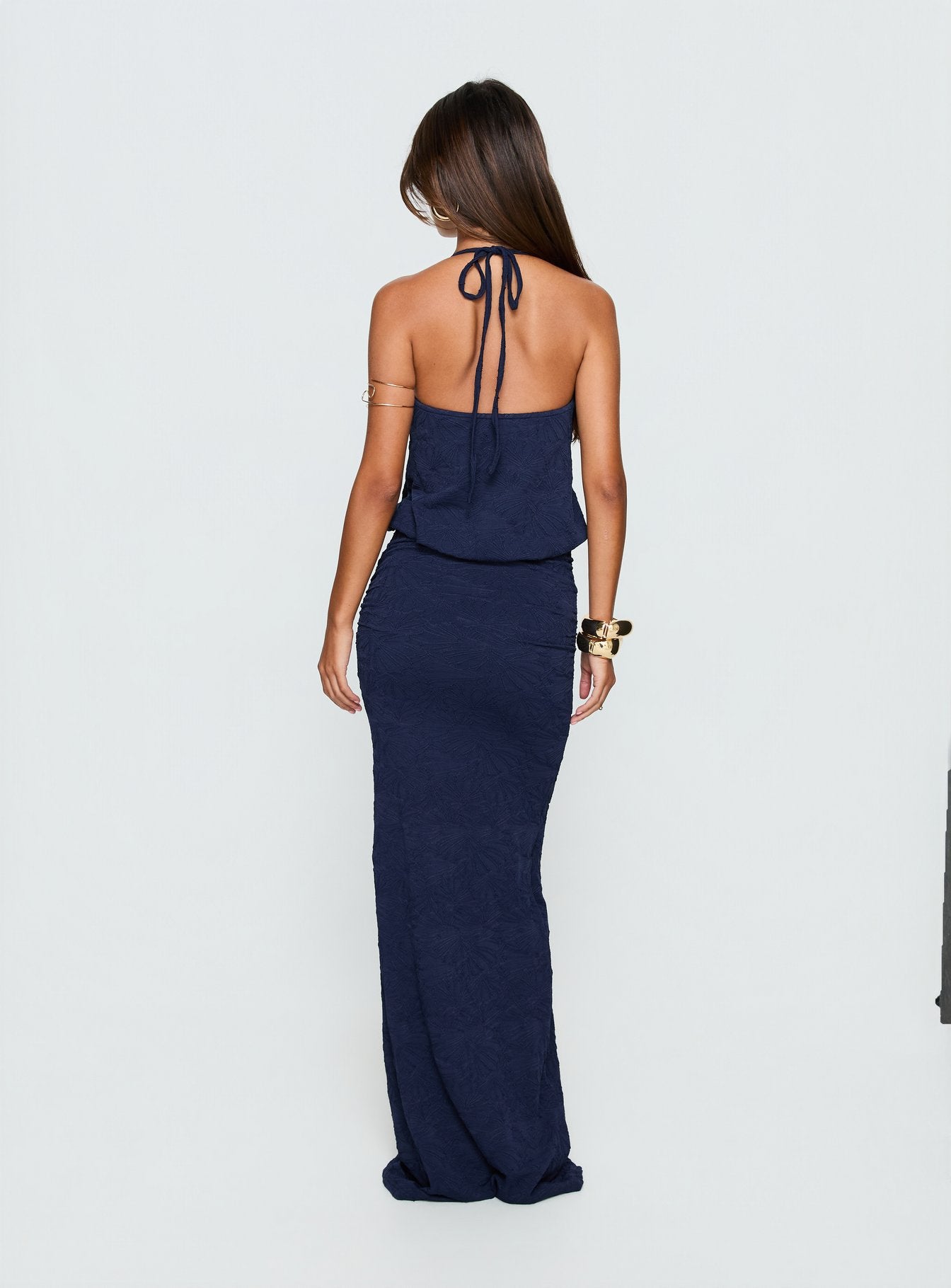 Sungold Halter Maxi Dress Navy - Image 4