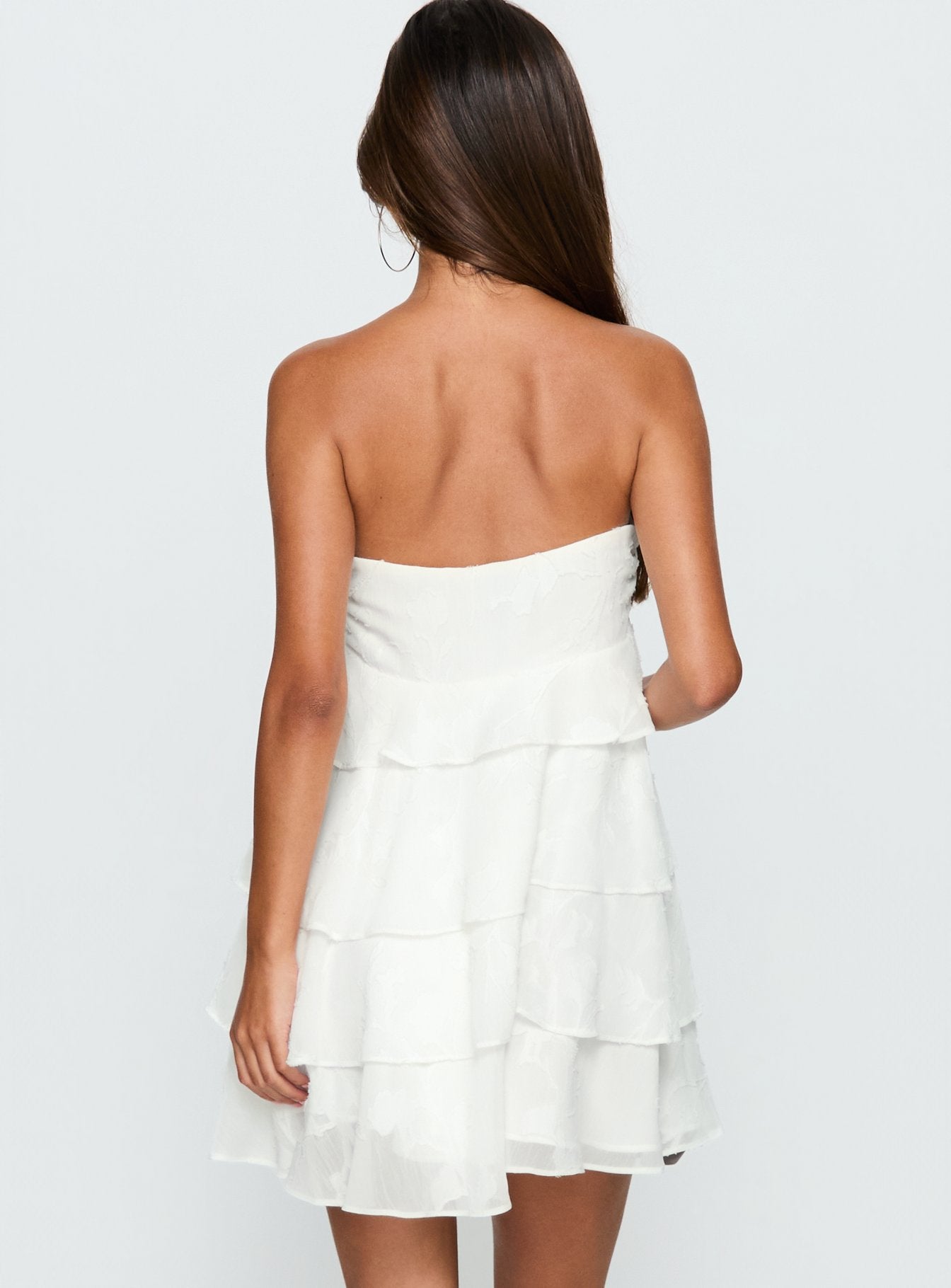Kalari Strapless Layered Mini Dress White - Image 5