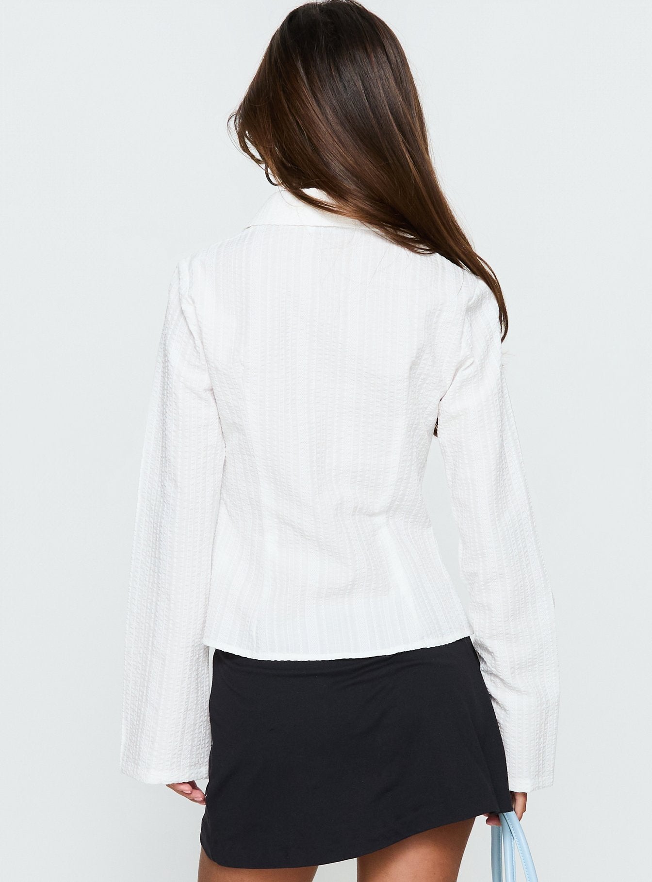 Cottesloe Long Sleeve Blouse Top Textured White - Image 5