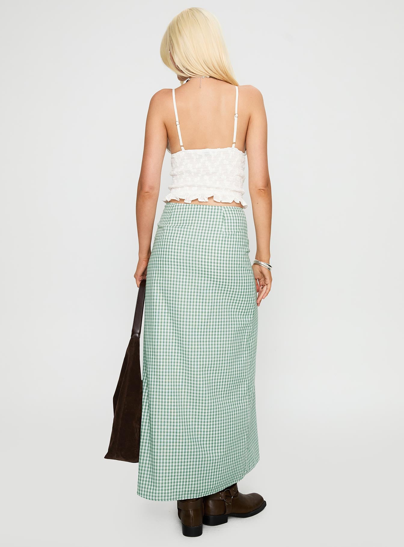 Macadamia Maxi Skirt Green / White - Image 5