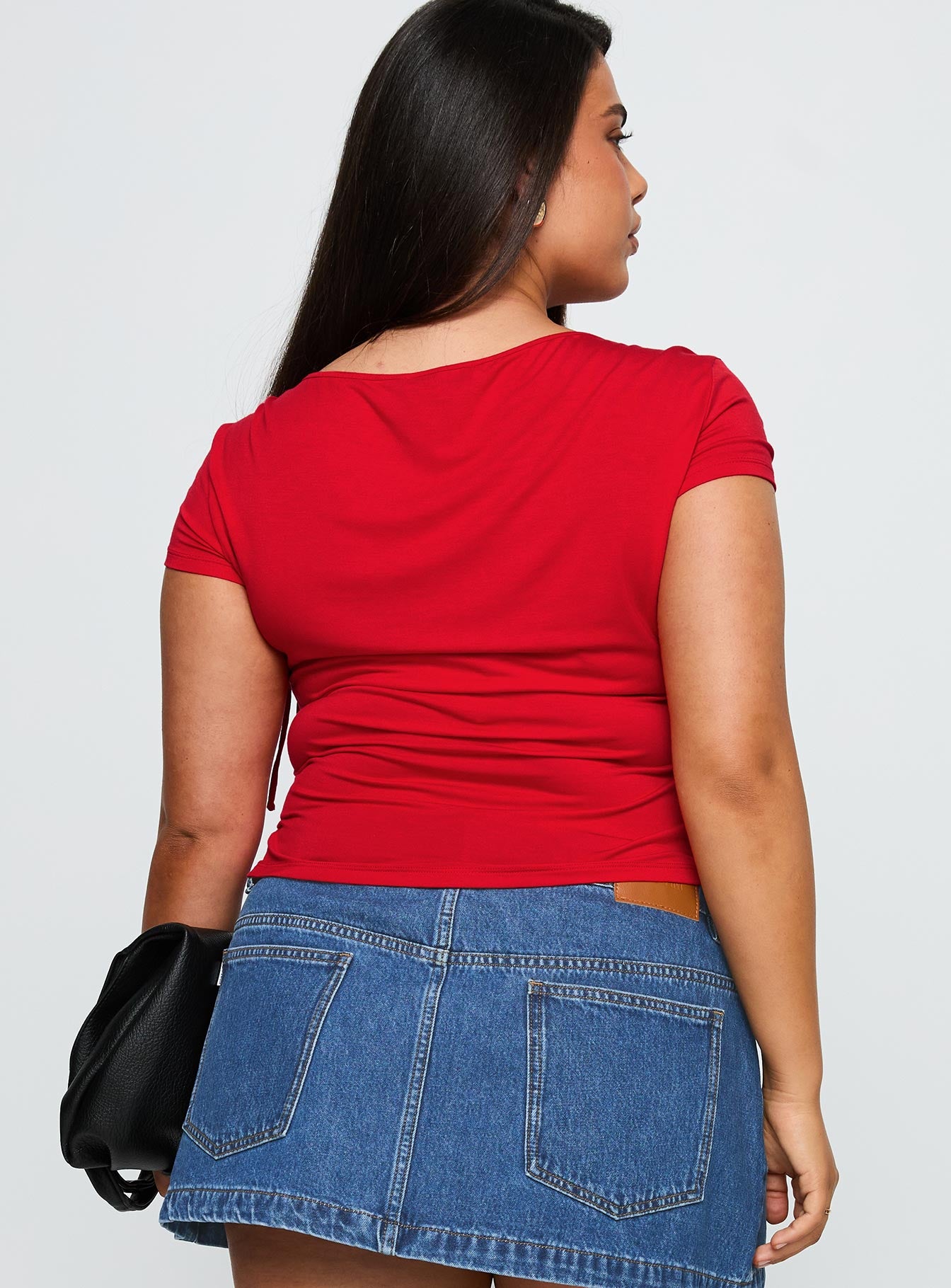 Daena Tie Detail Top Red Curve - Image 4