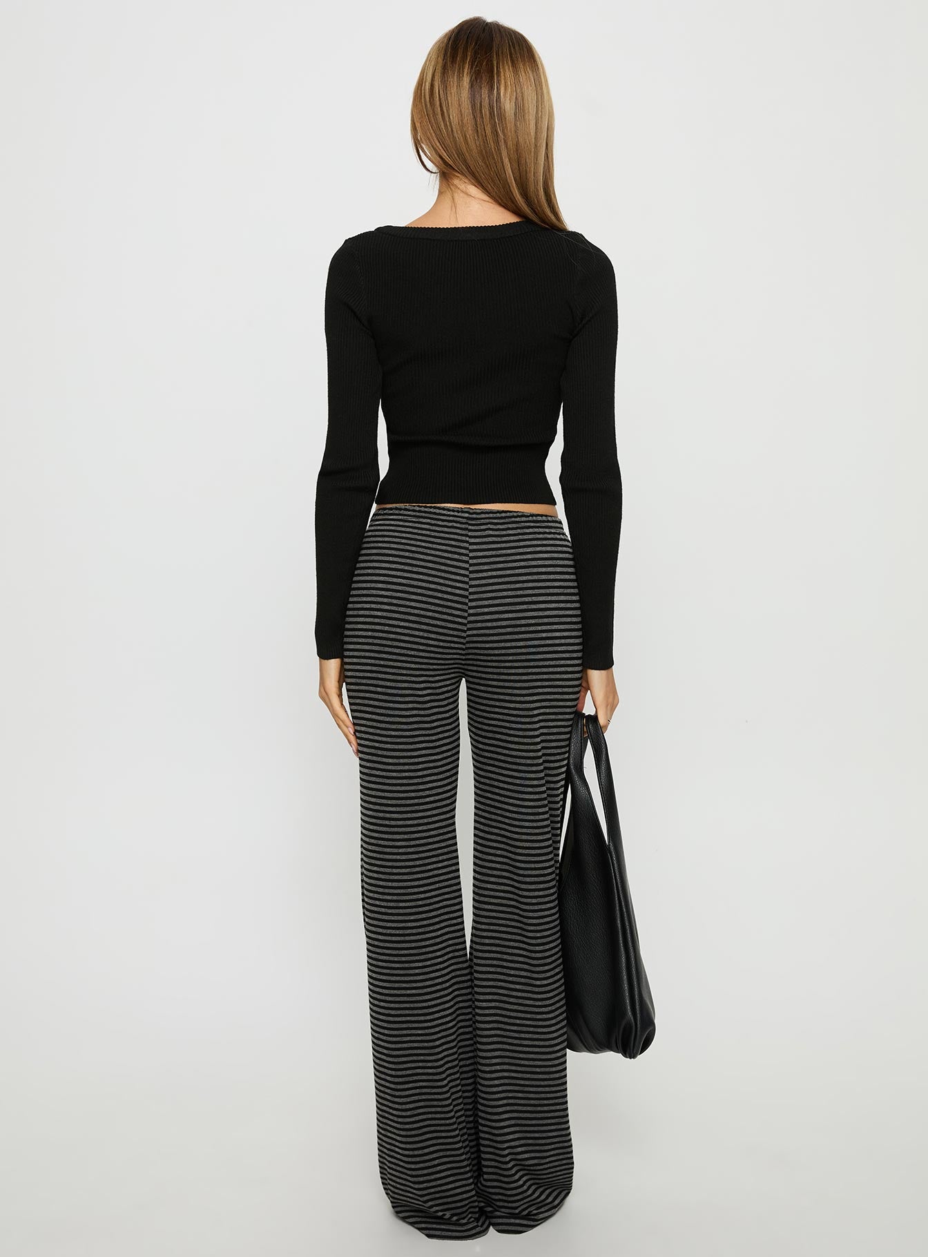 Alfreda Jersey Pants Grey / Black Stripe - Image 5