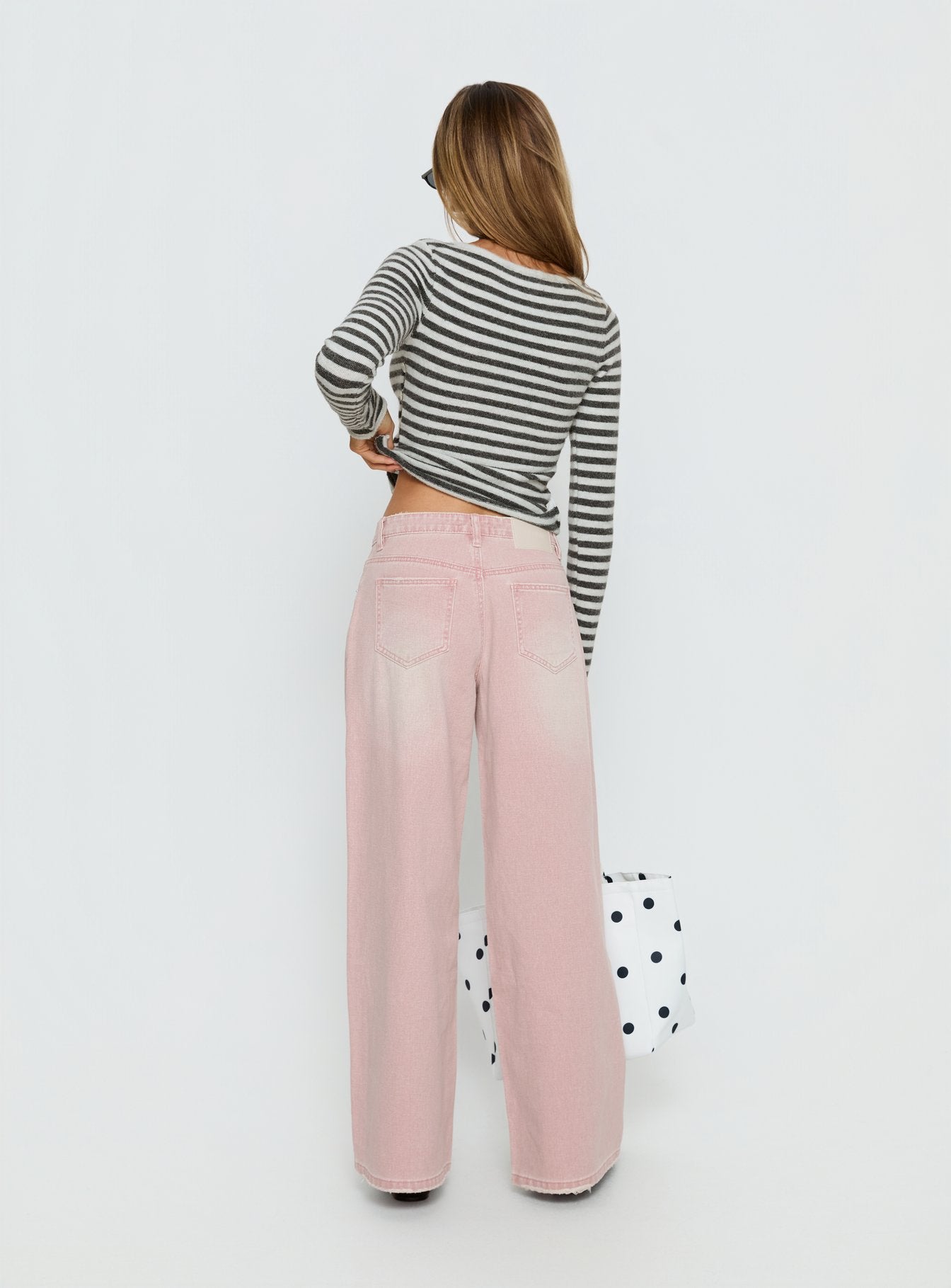 Lucky Dip Mid Rise Straight Leg Jeans Washed Pink - Image 5