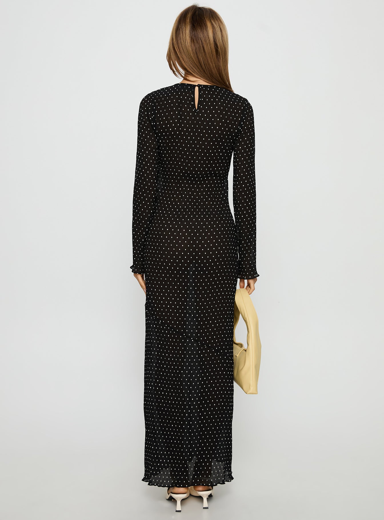 Haven Long Sleeve Maxi Dress Noir Polka - Image 5