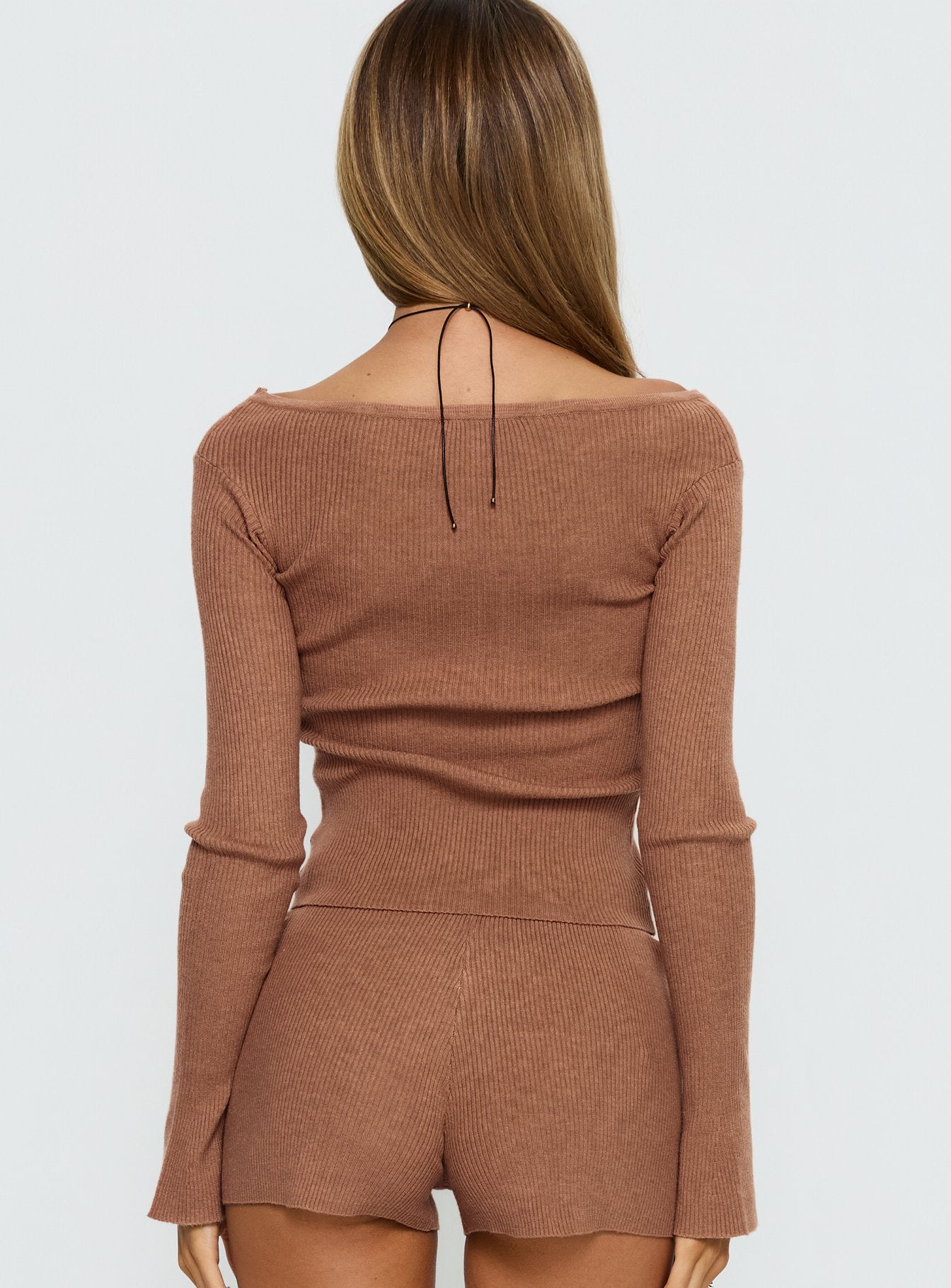 Ahani Off Shoulder Knit Top Mocha - Image 5