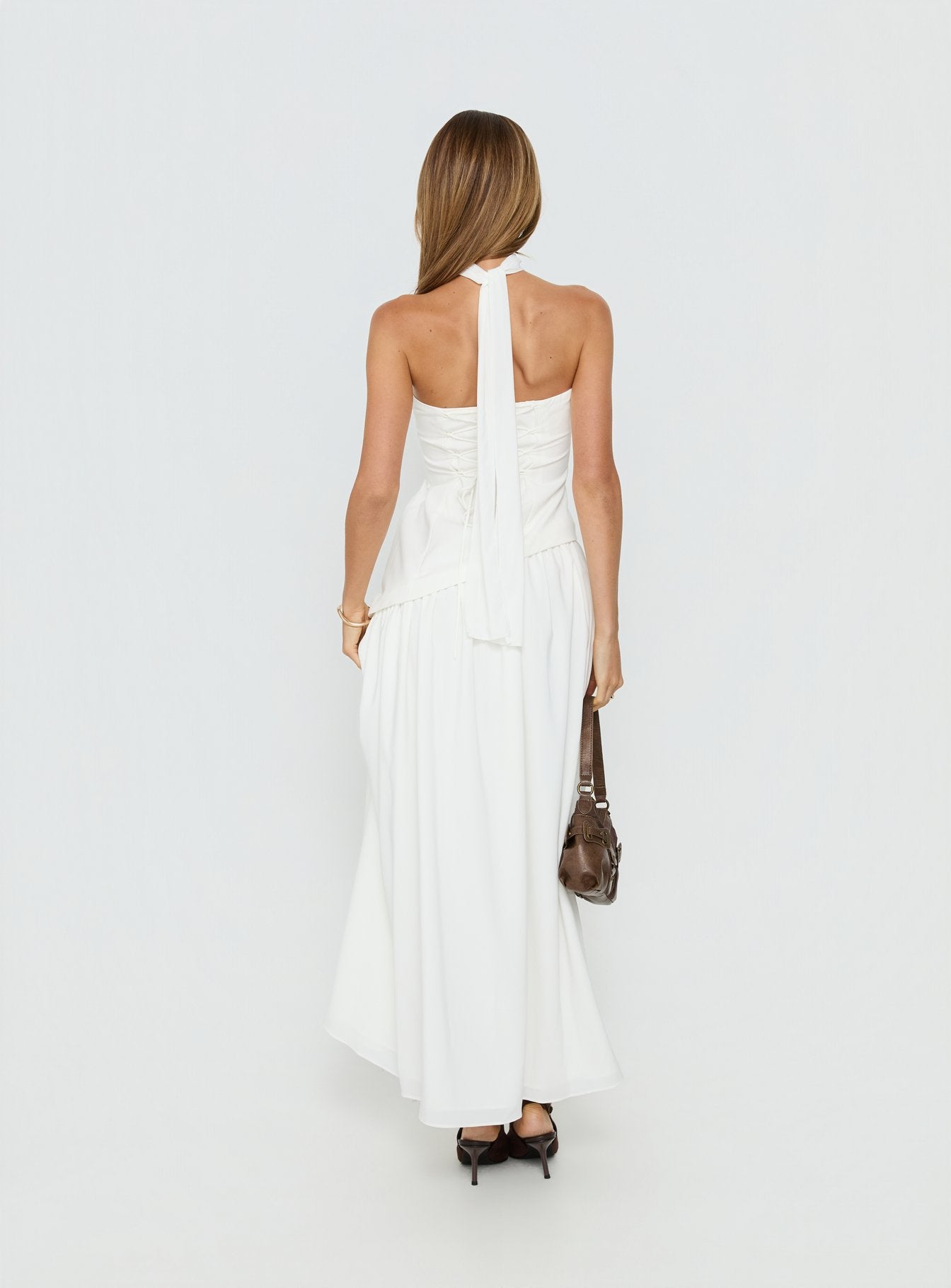 Odela Strapless Drop Waist Maxi Dress White - Image 5