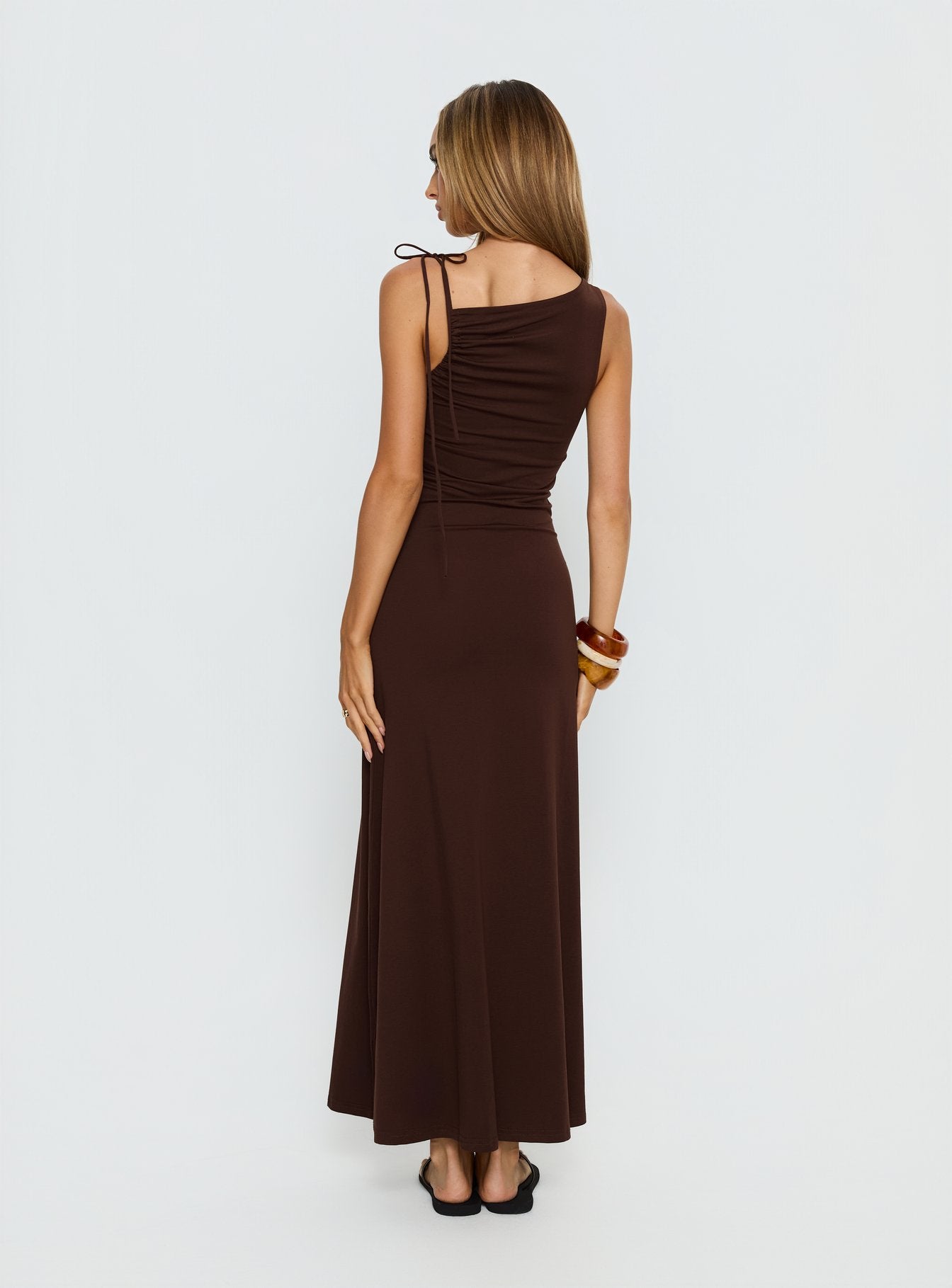 Lorinna Tie Shoulder Maxi Dress Brown - Image 4