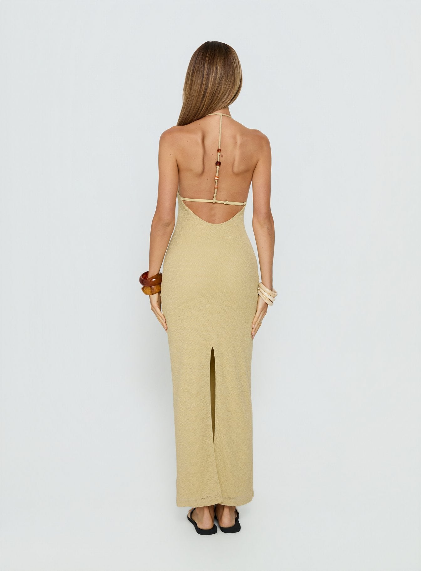 Be The One Beaded Low Back Maxi Dress Sage Green - Image 5