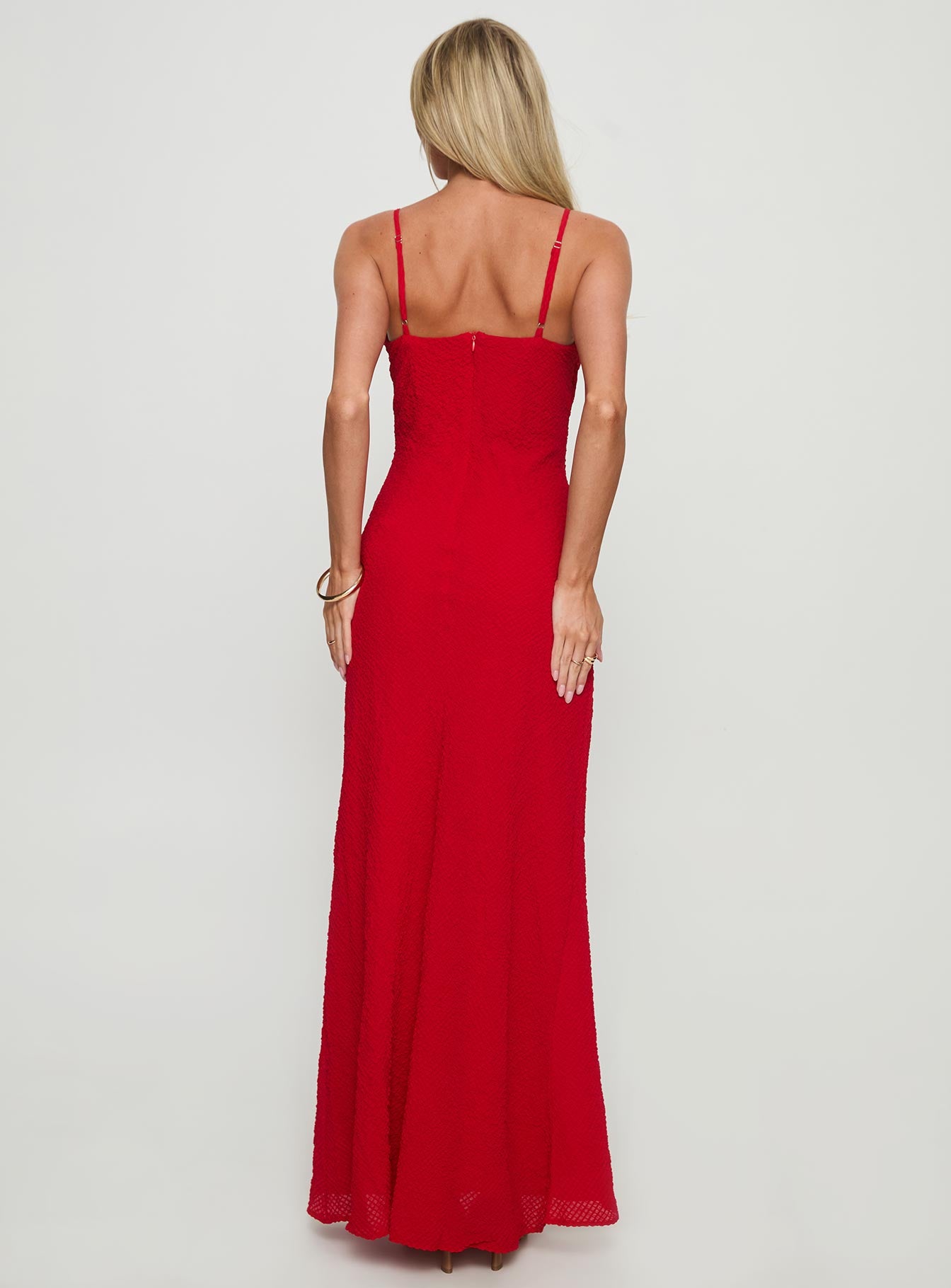 Willah Frill Trim Maxi Dress Red - Image 4