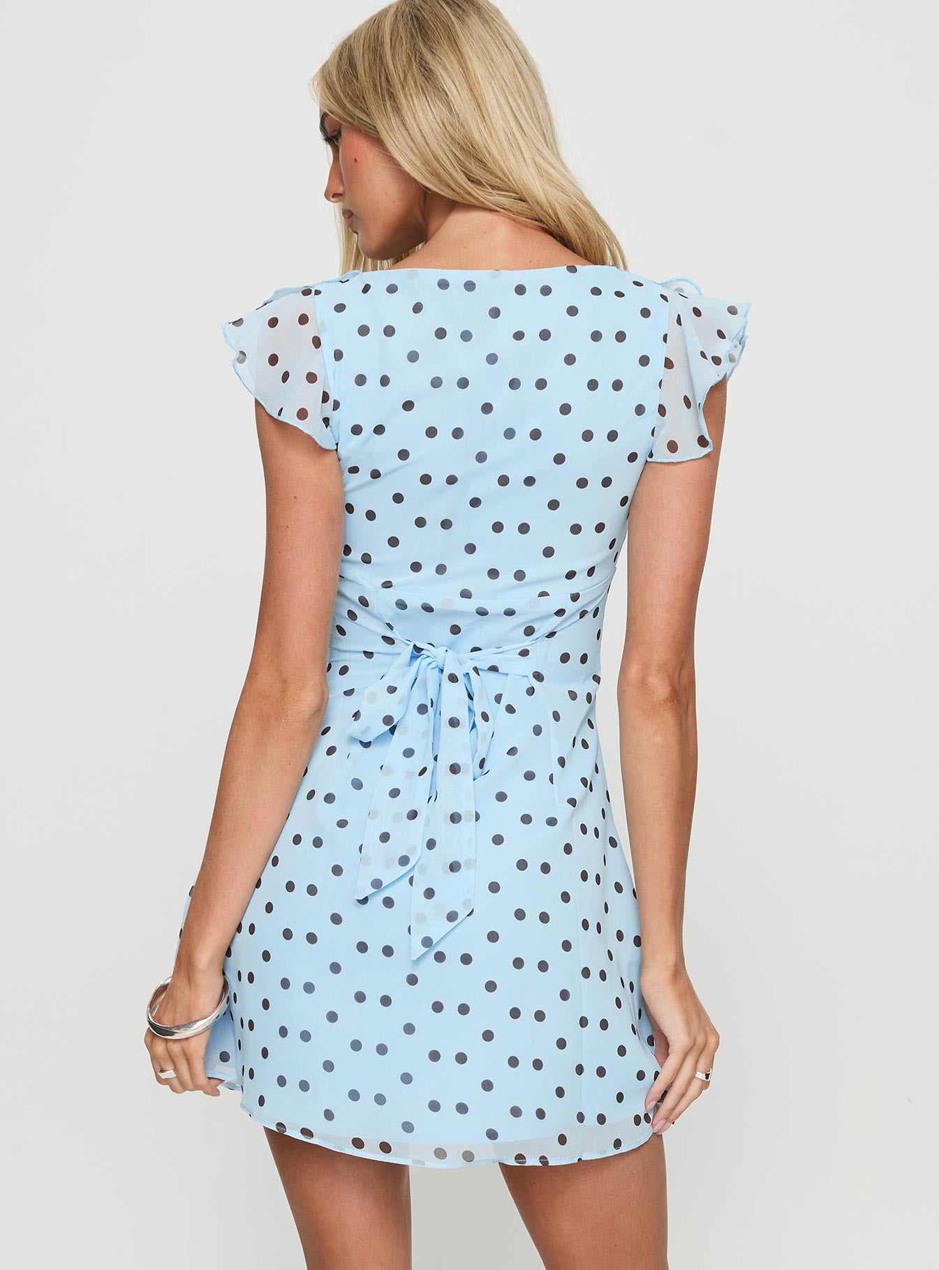 I Guess So Mini Dress Blue Polka Dot - Image 5