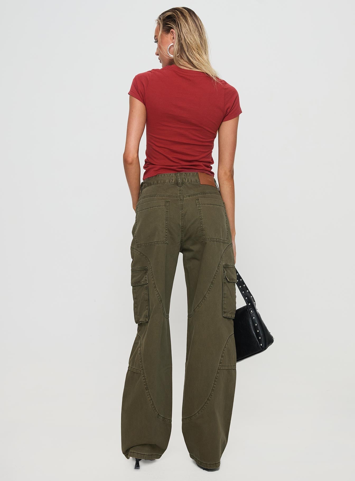 Ahstin Mid Rise Straight Leg Cargo Jeans Green Petite - Image 5