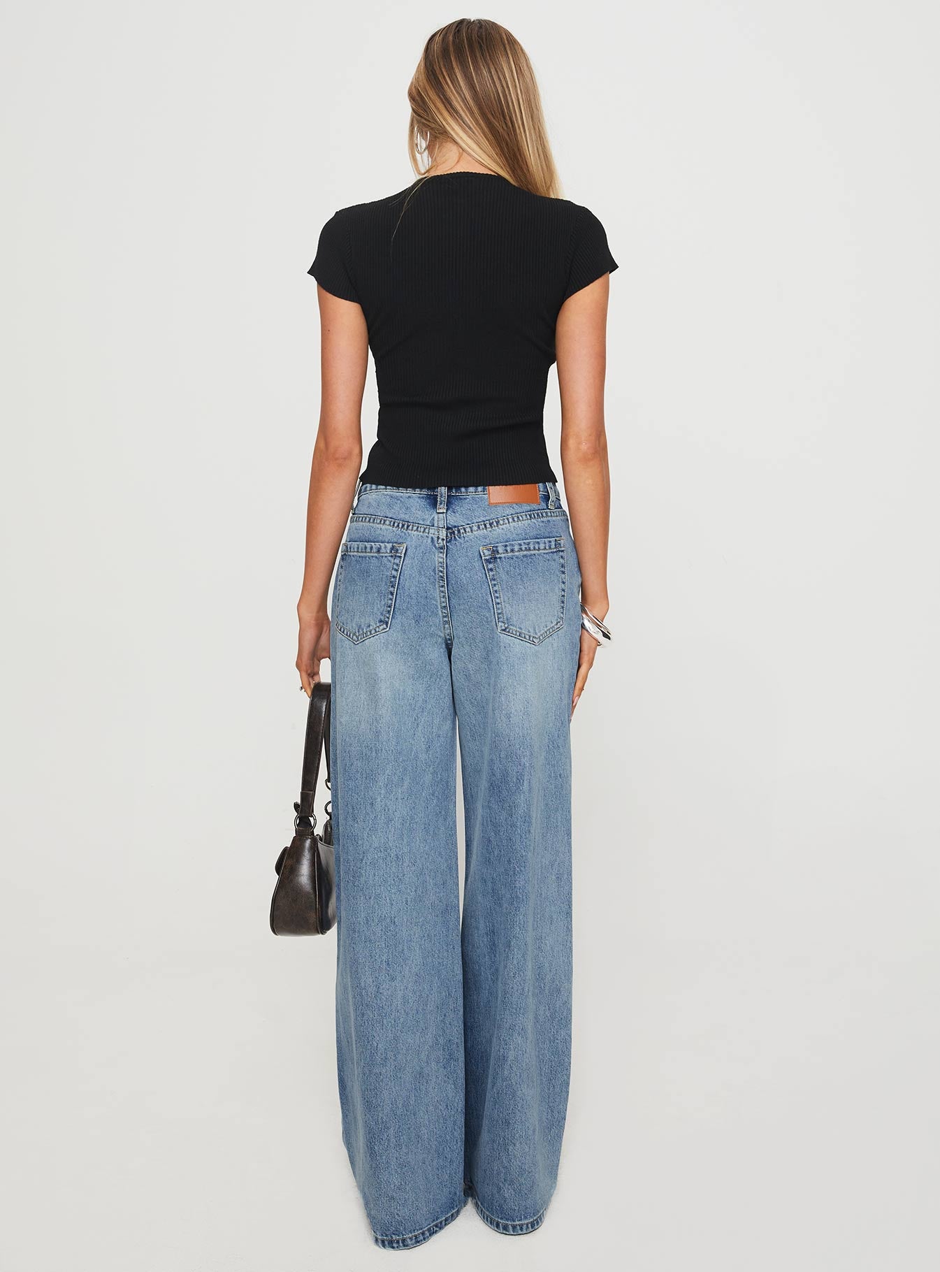 Mellowed Out Low Rise Straight Leg Jeans Mid Blue - Image 4