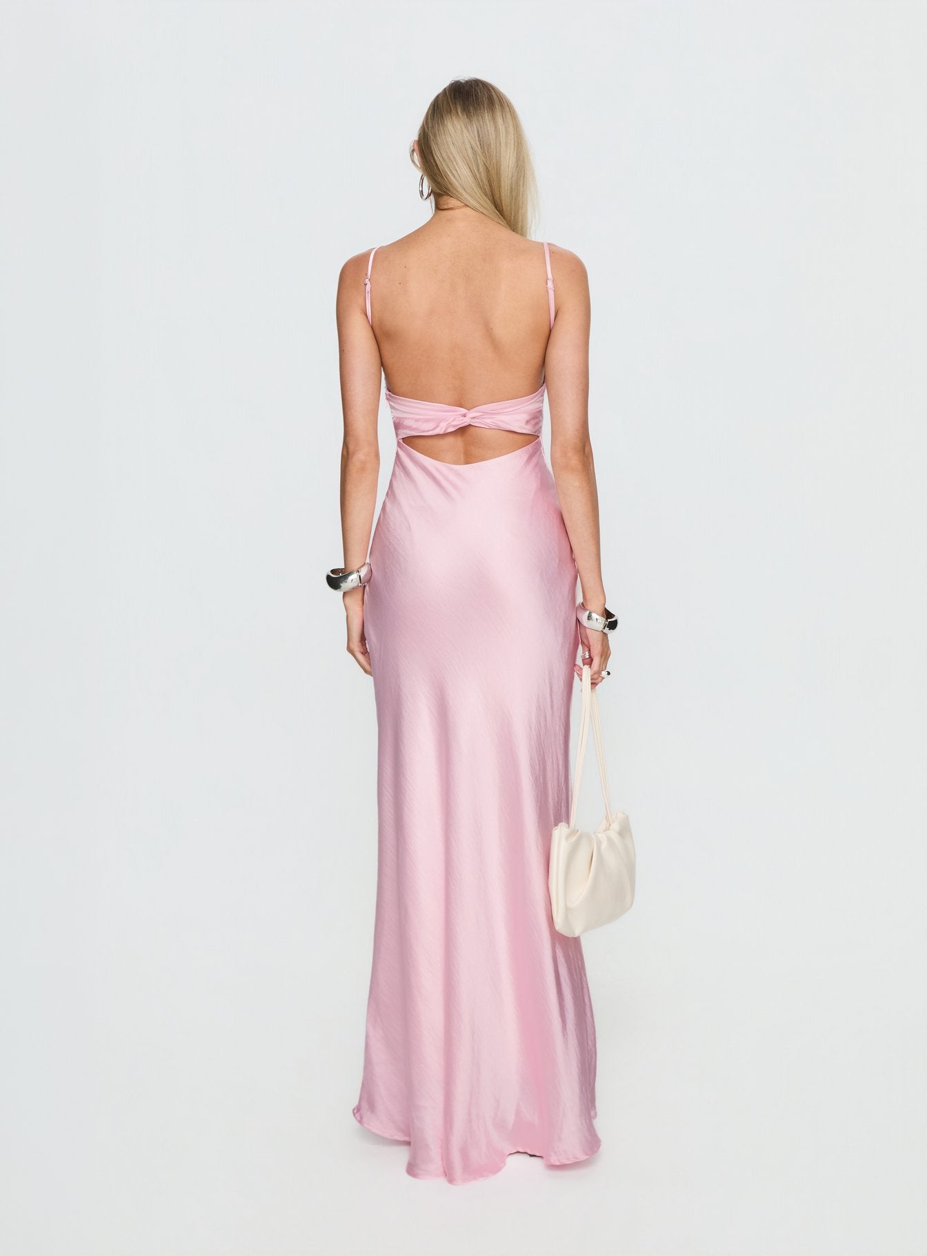 Truth Hurts Ruched Backless Maxi Dress Pink - Image 4