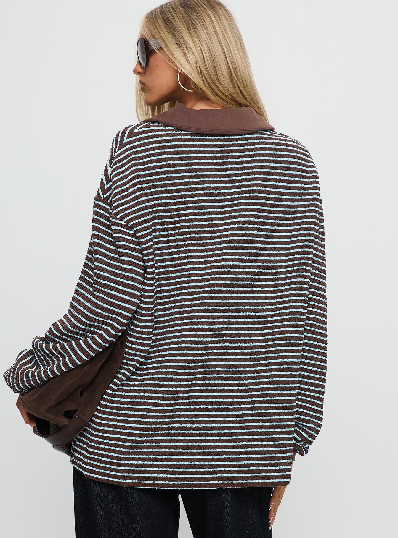 Rigbys Collared Jumper Brown / Blue Stripe - Image 5