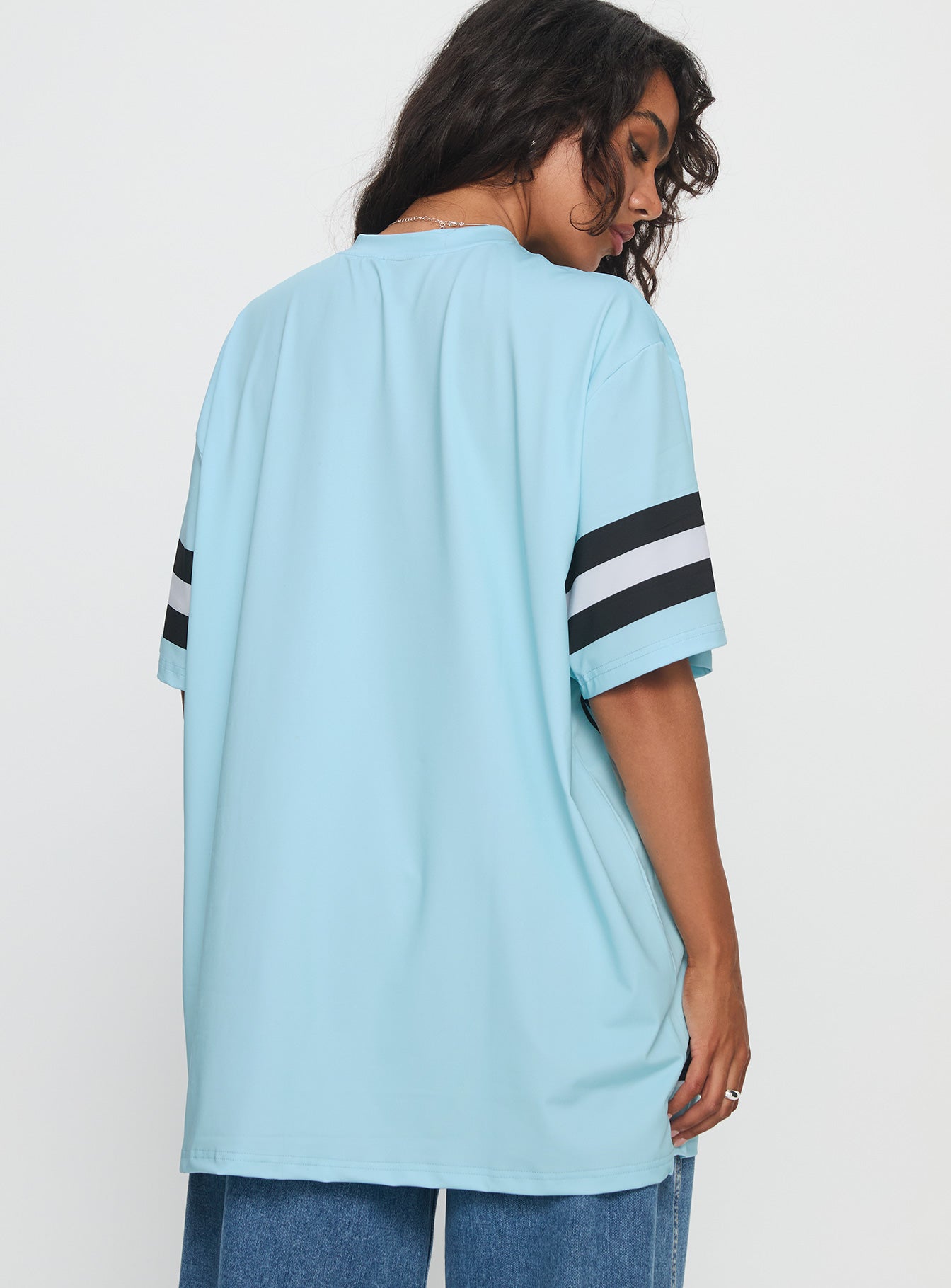 Moto Speedster Oversized Graphic Top Blue - Image 4