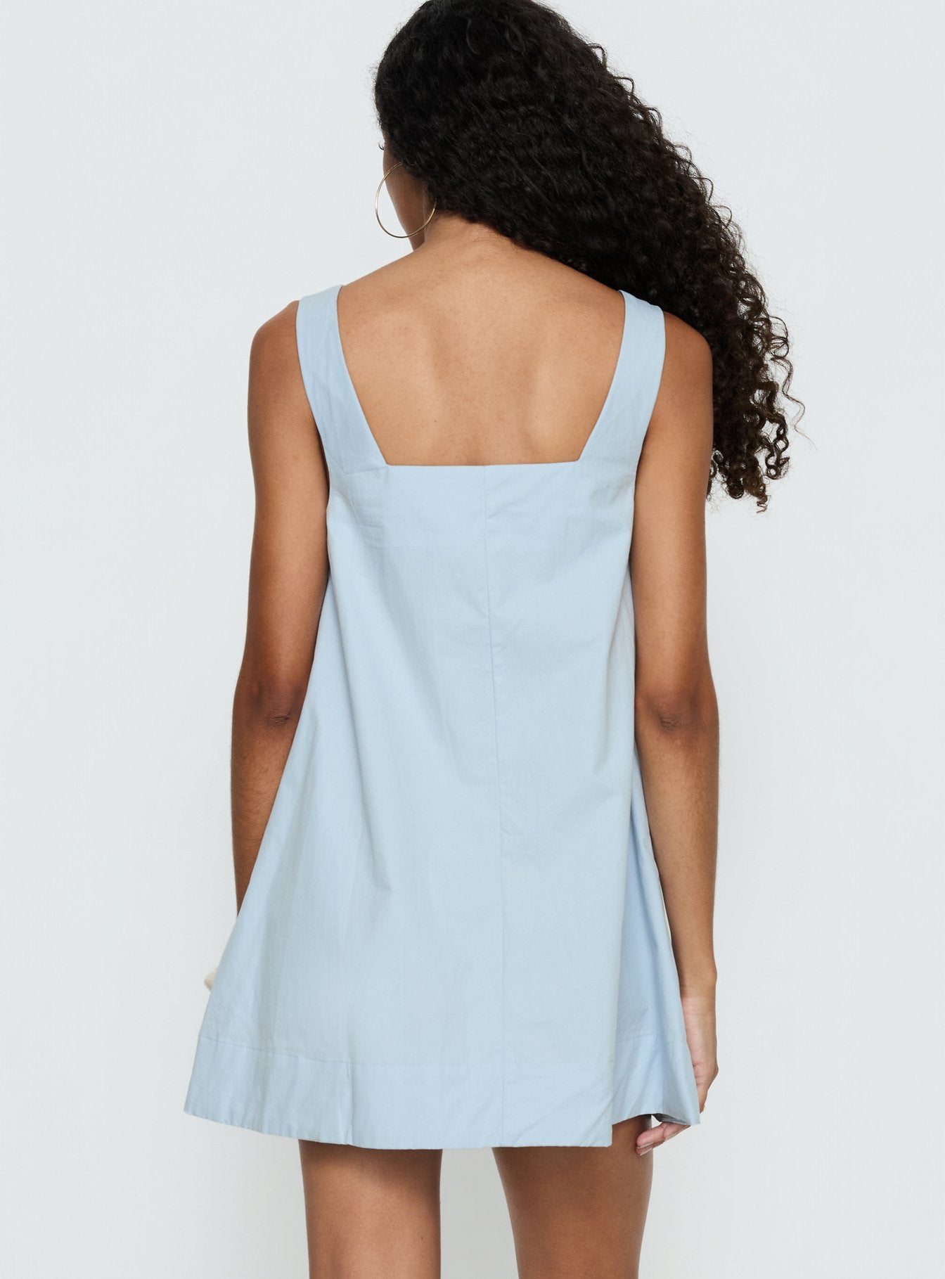 Barbel Square Neck Tie Detail Mini Dress Blue - Image 5