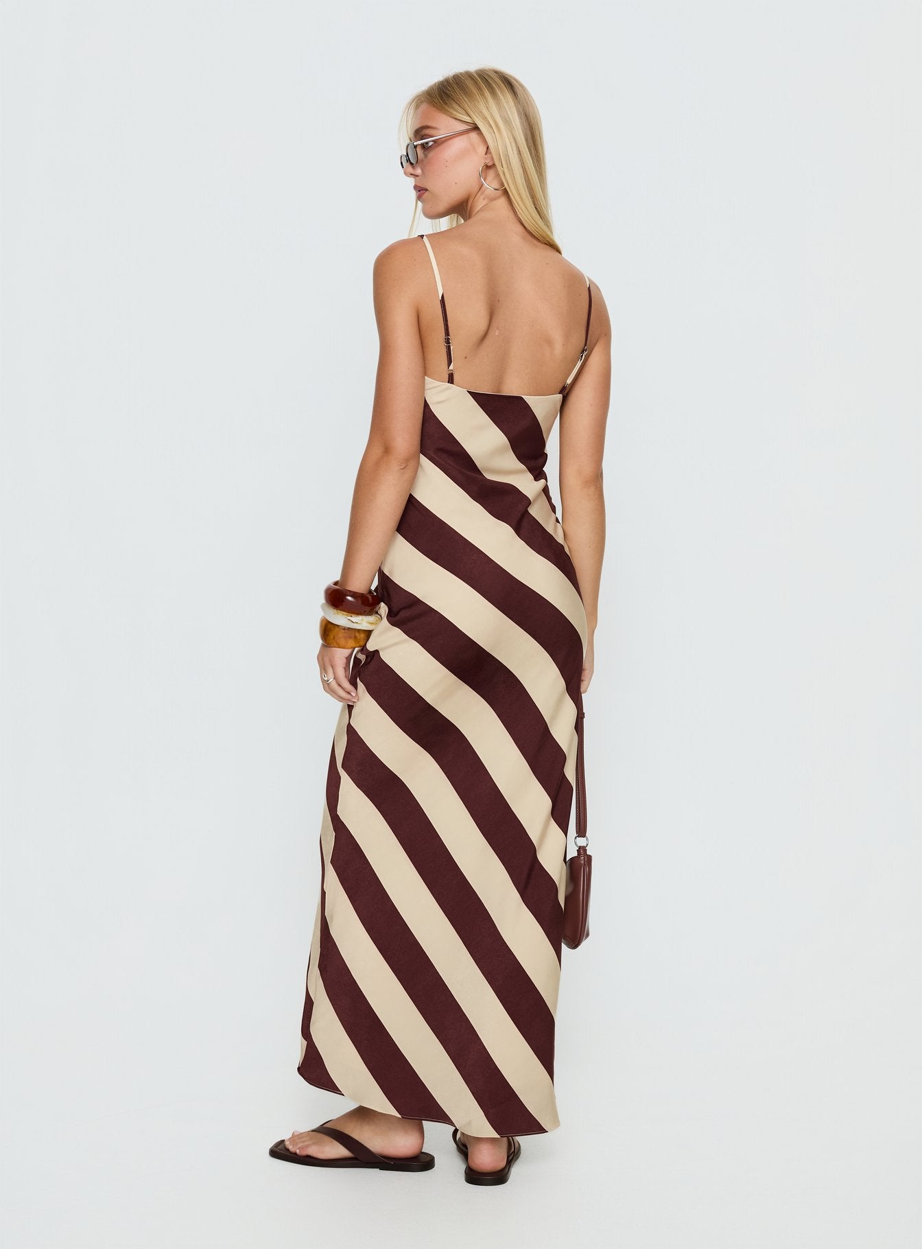 Rhodie Scoop Maxi Dress Brown / Cream Stripe - Image 5