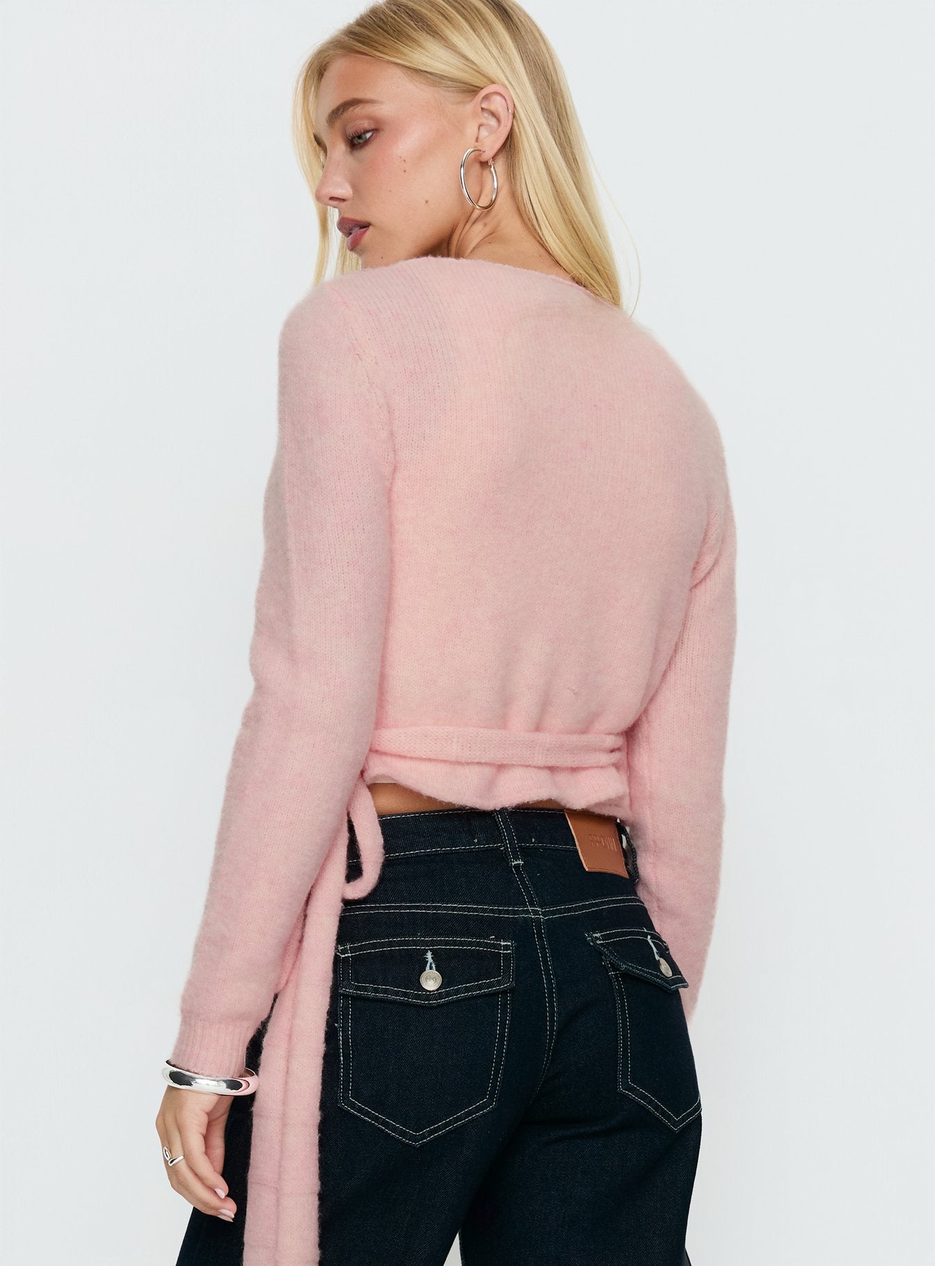 Tonee Wrap Knit Cardigan Pink - Image 4