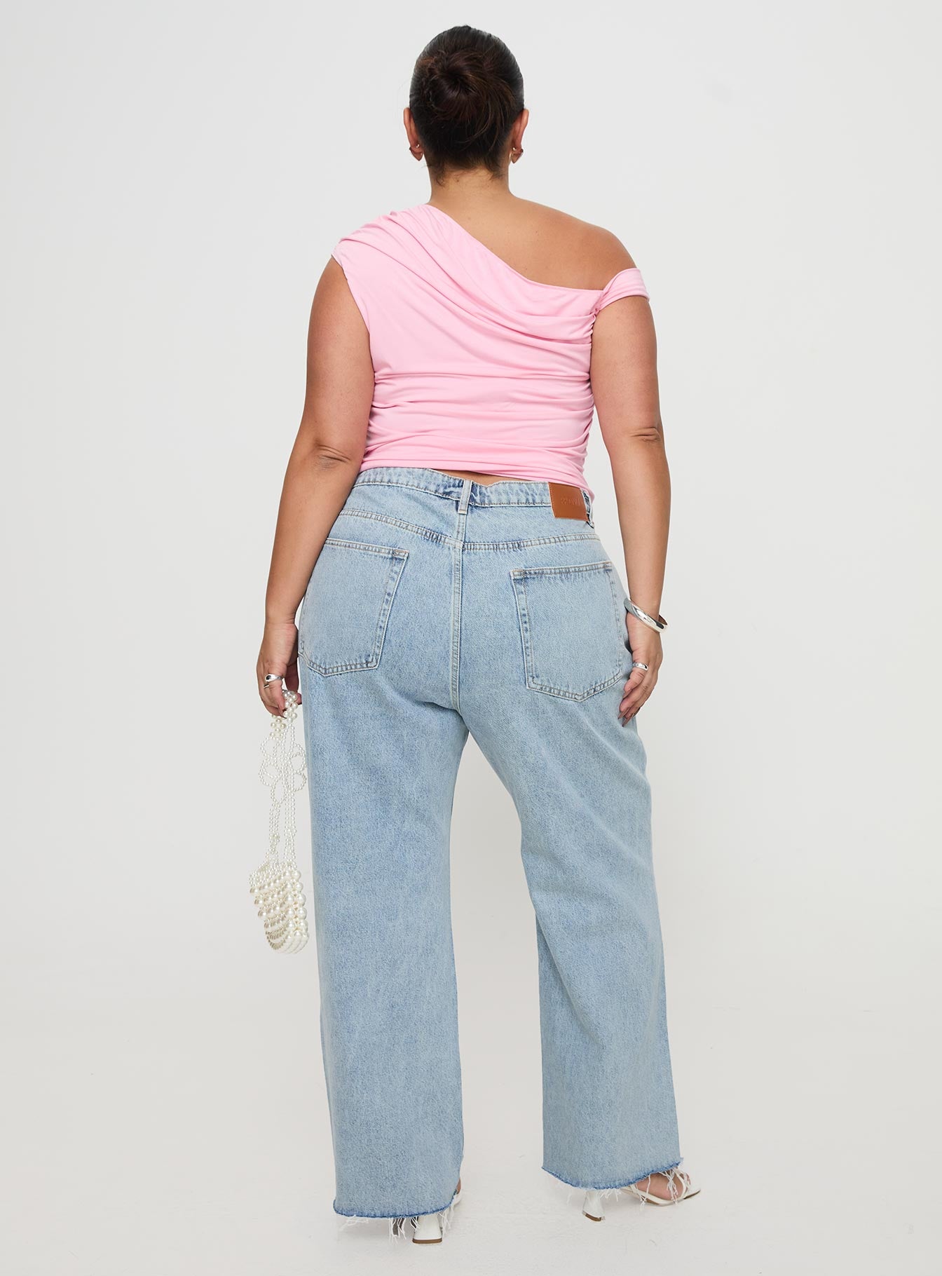 Fawcett High Rise Straight Leg Jeans Light Blue Wash Curve - Image 5